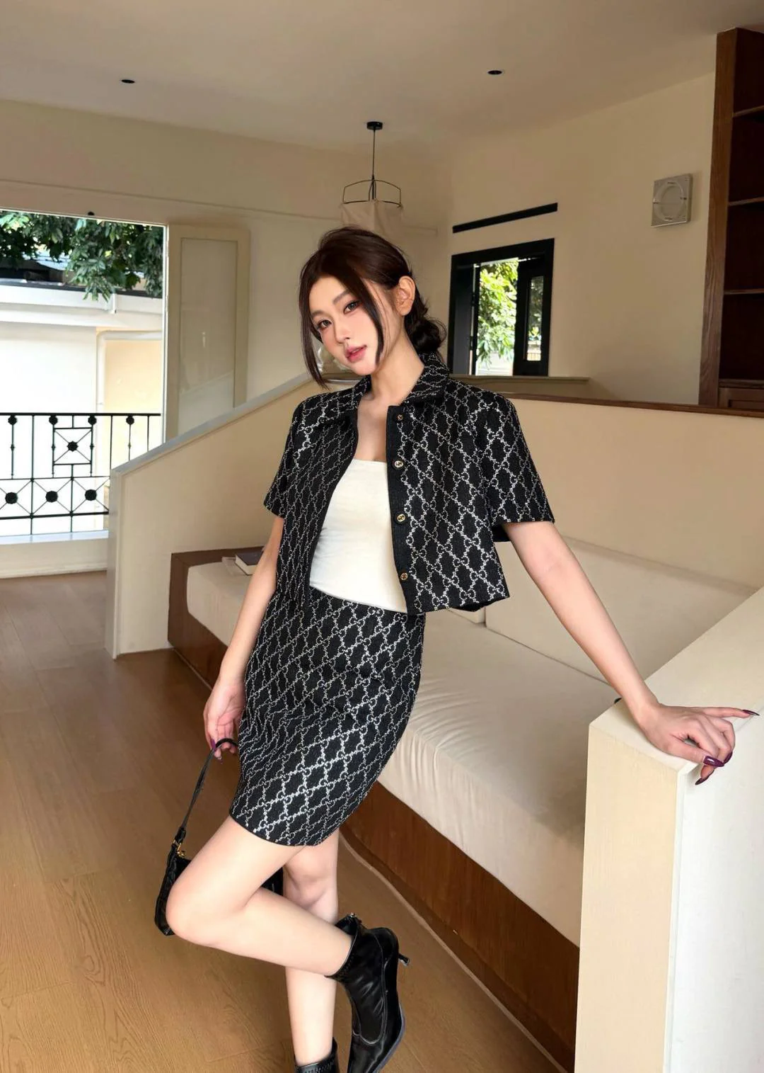 Gucc 26ss rhinestone skirts