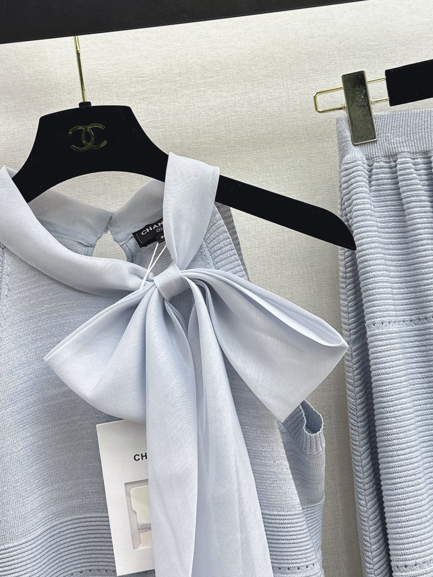 Chan 26s knit ribbon vest skirt sets