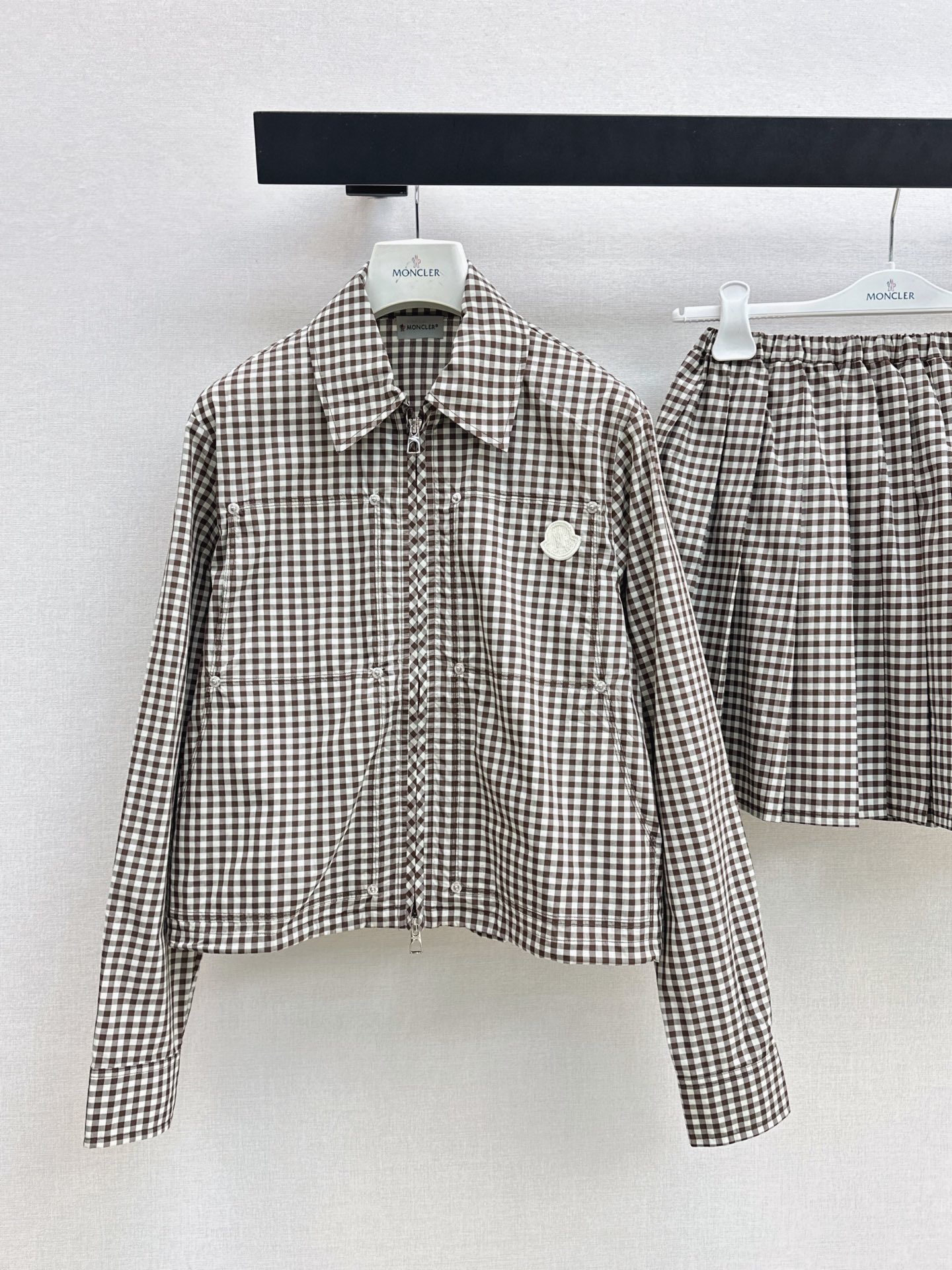 Monc 26ss check jacket pleated skirt sets