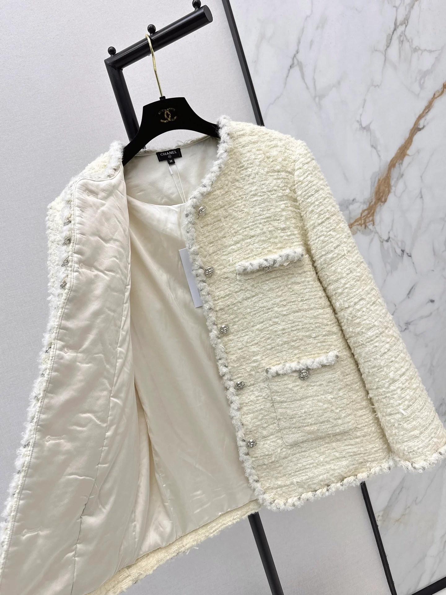 Chan 26ss woven tweed down jacket