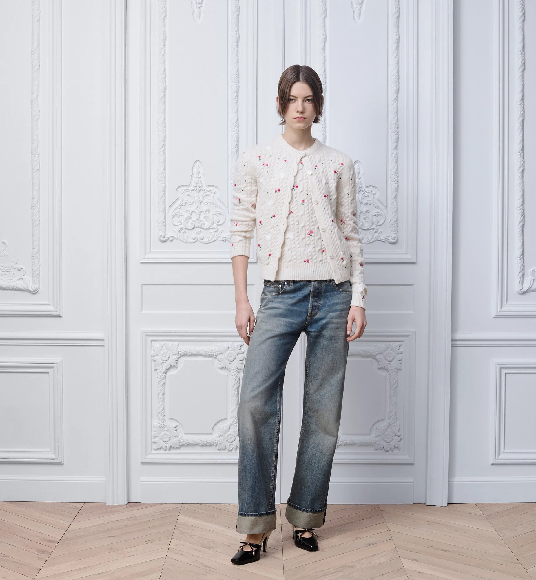 CD 26ss embroidery knitted cardigan