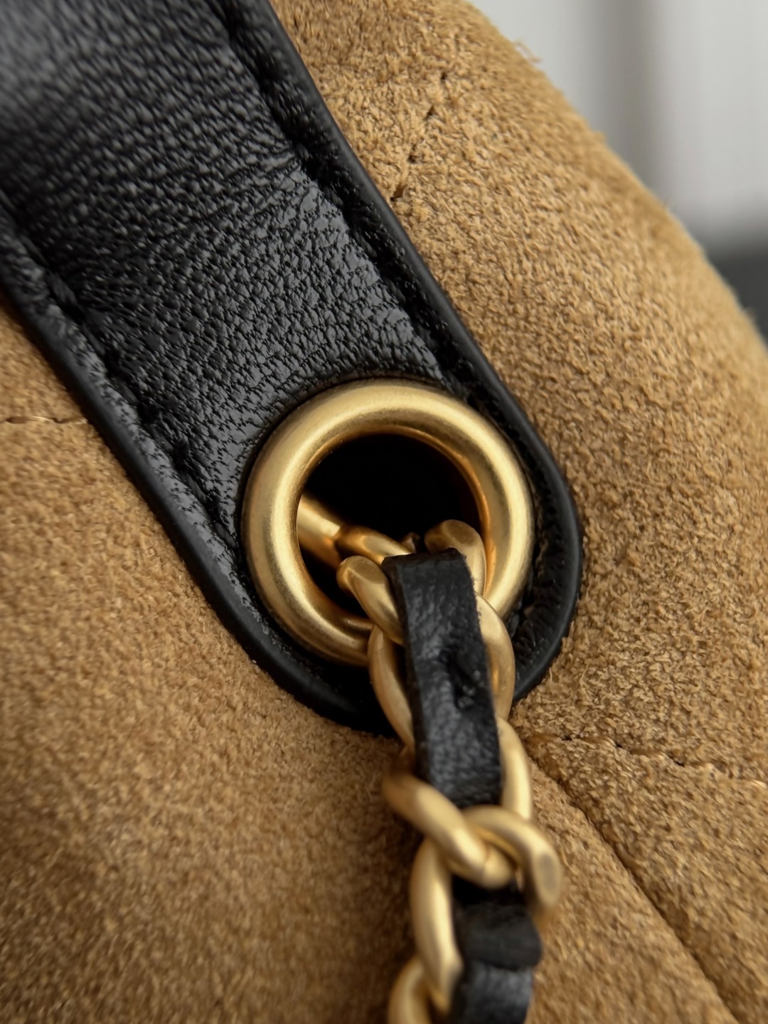 Chan 26S suede clutch with chain