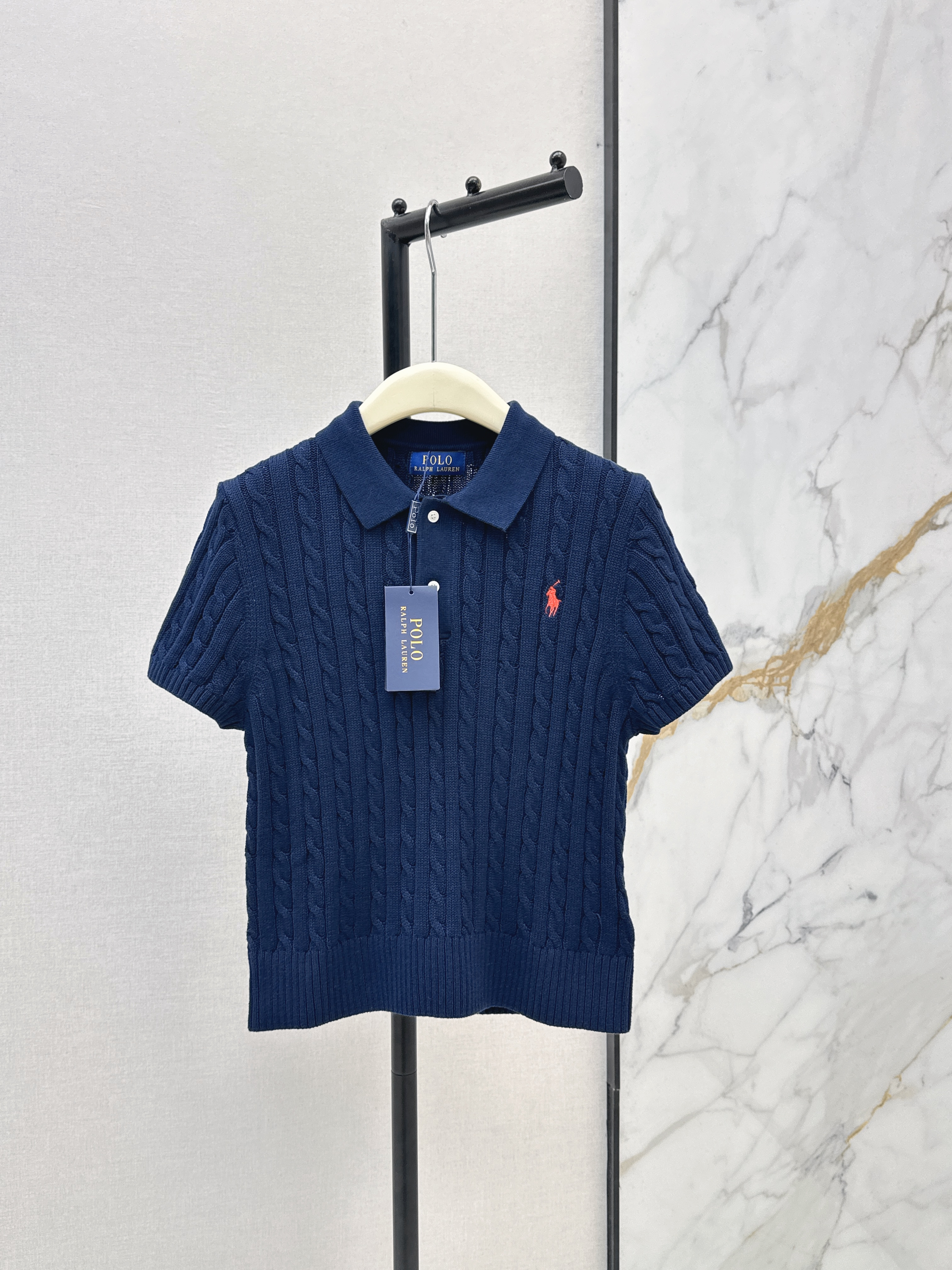 Ralp 26ss cable polo knit top