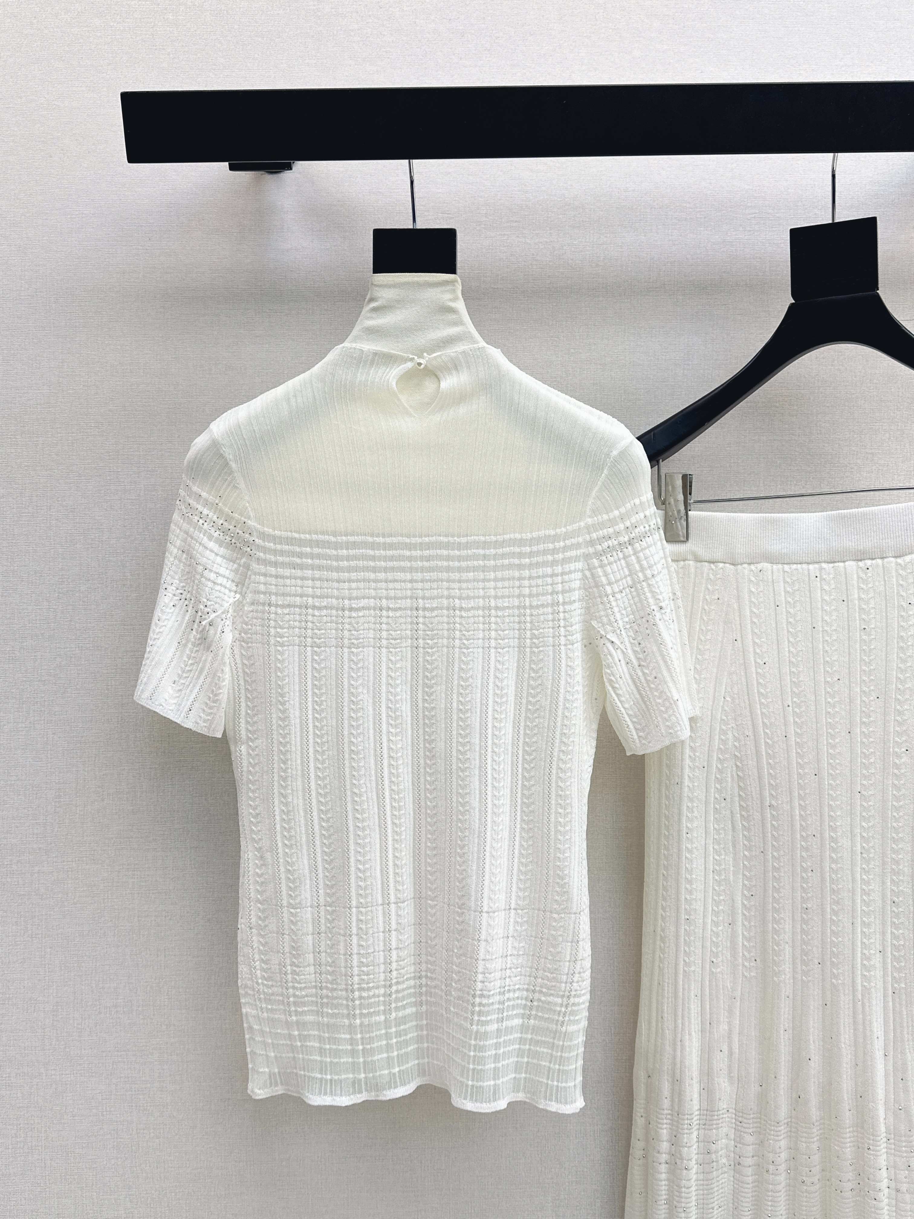 Chan 26ss omber knit top skirt set