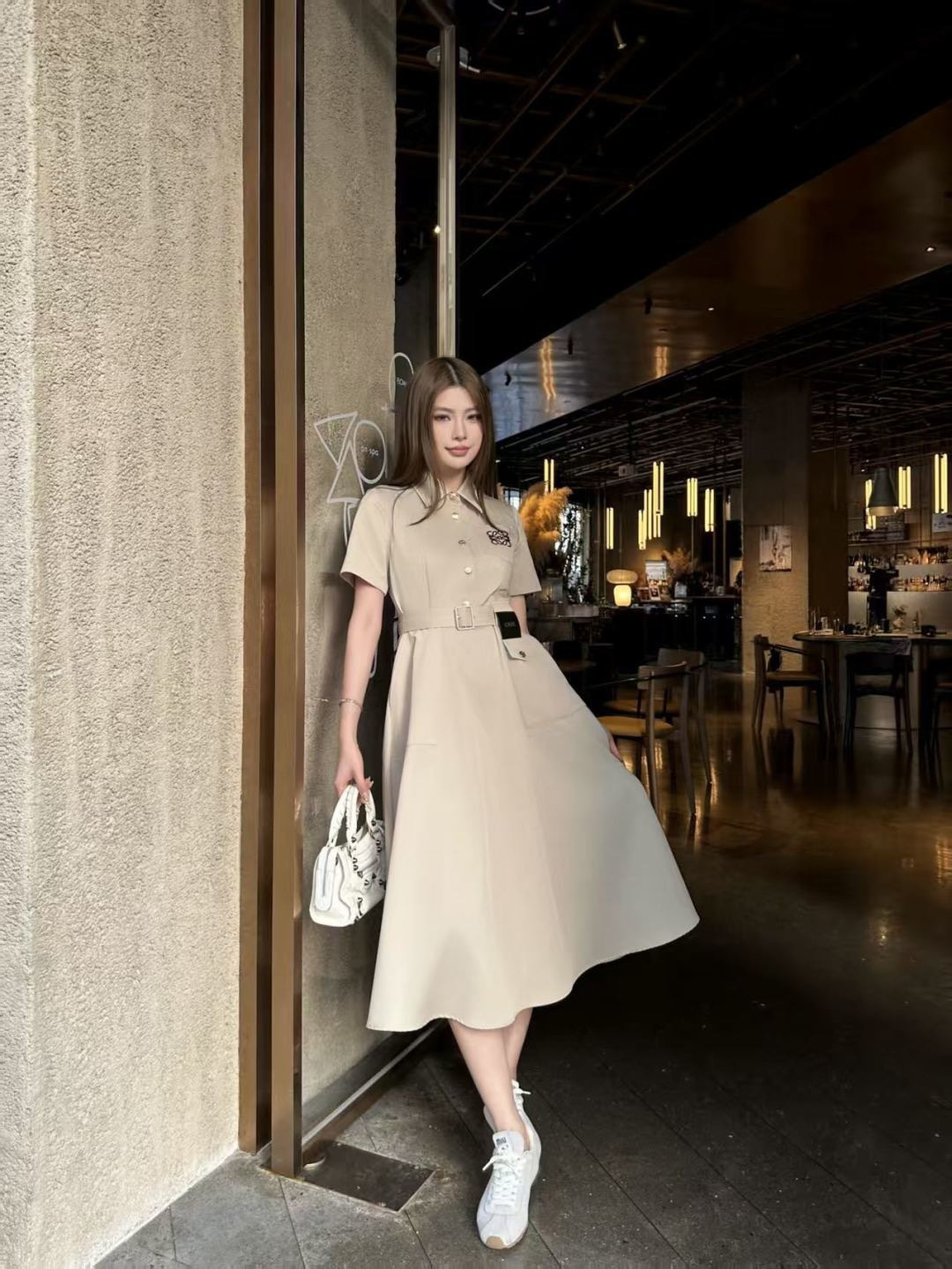 Loe 26ss logo embroidery dress