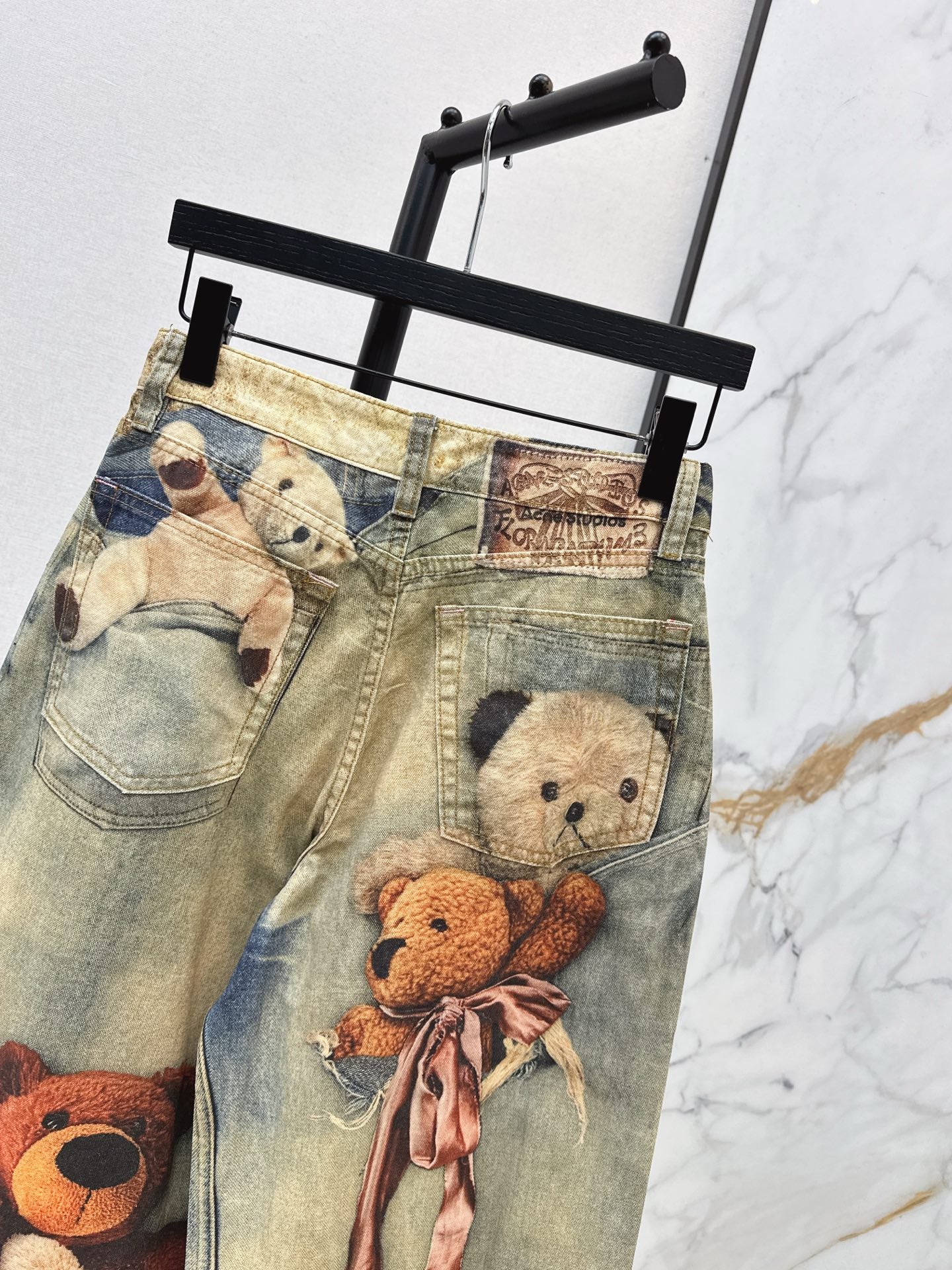 Acn 25fw print denim pants