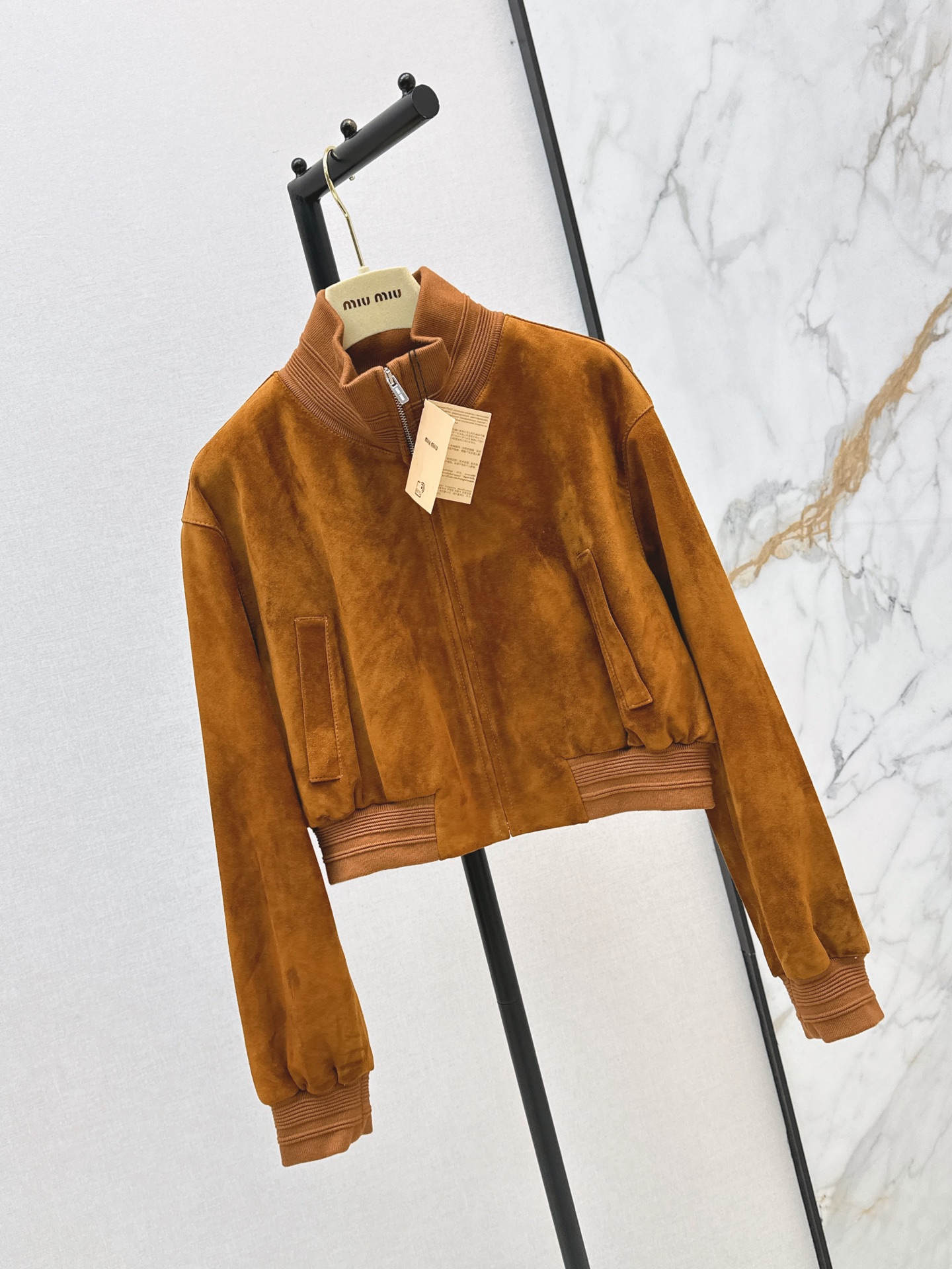 Miu 26ss suede cropped jacket