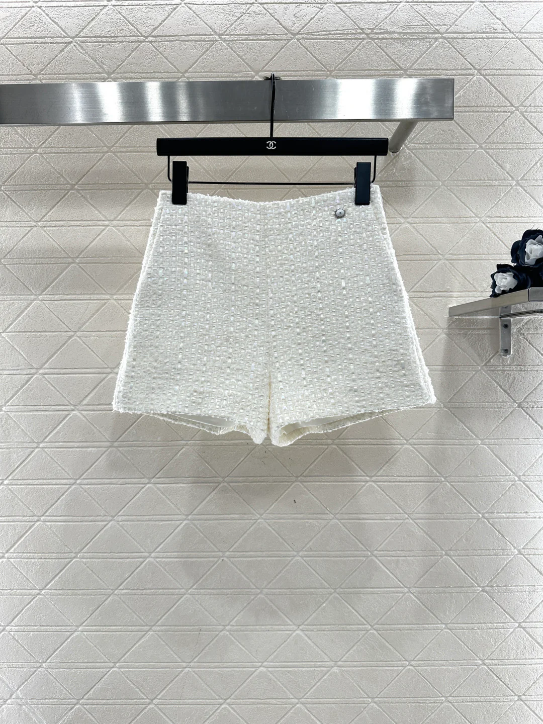 Chan 26ss ruffled lace woven jacket short set