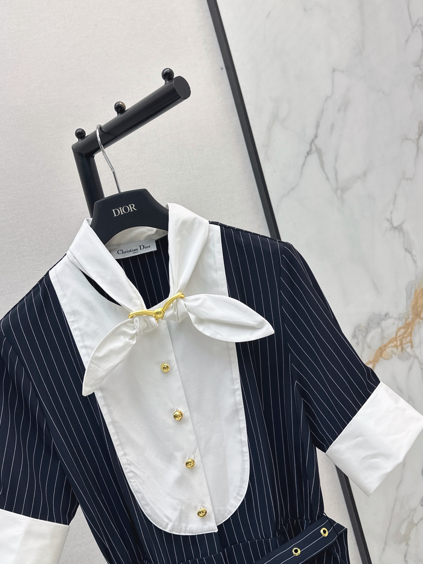 CD 26ss striped contract belted dress
