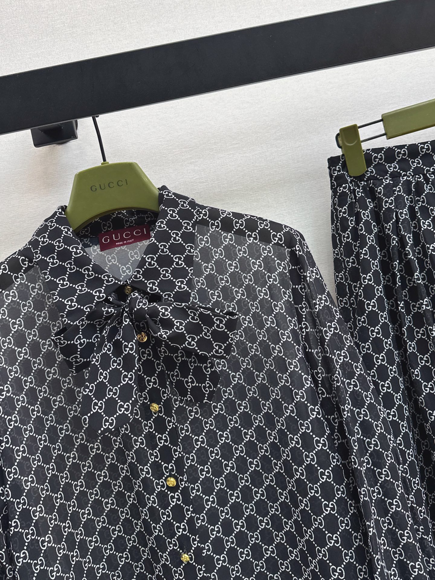 Guc 26ss print shirt skirt sets