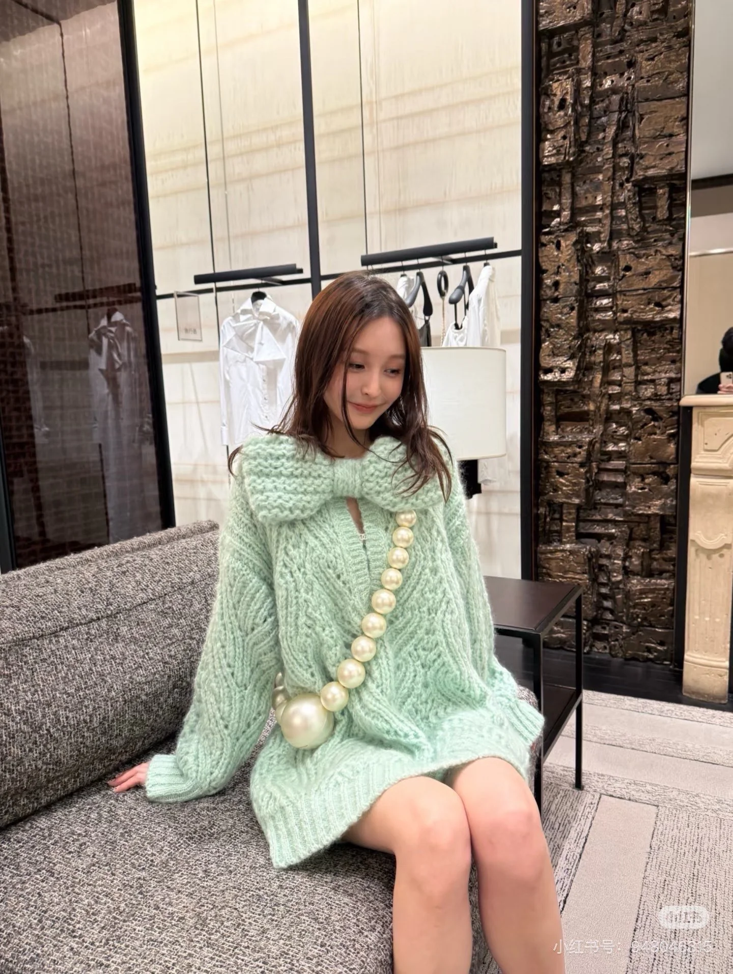 Chan 26ss knit bow dress