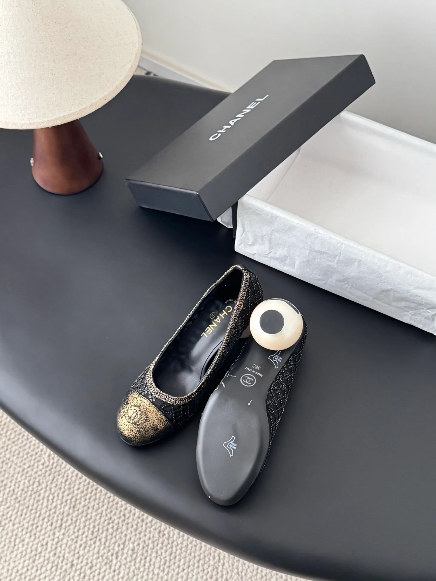 Chan 26ss pearl mary jane chunky heel