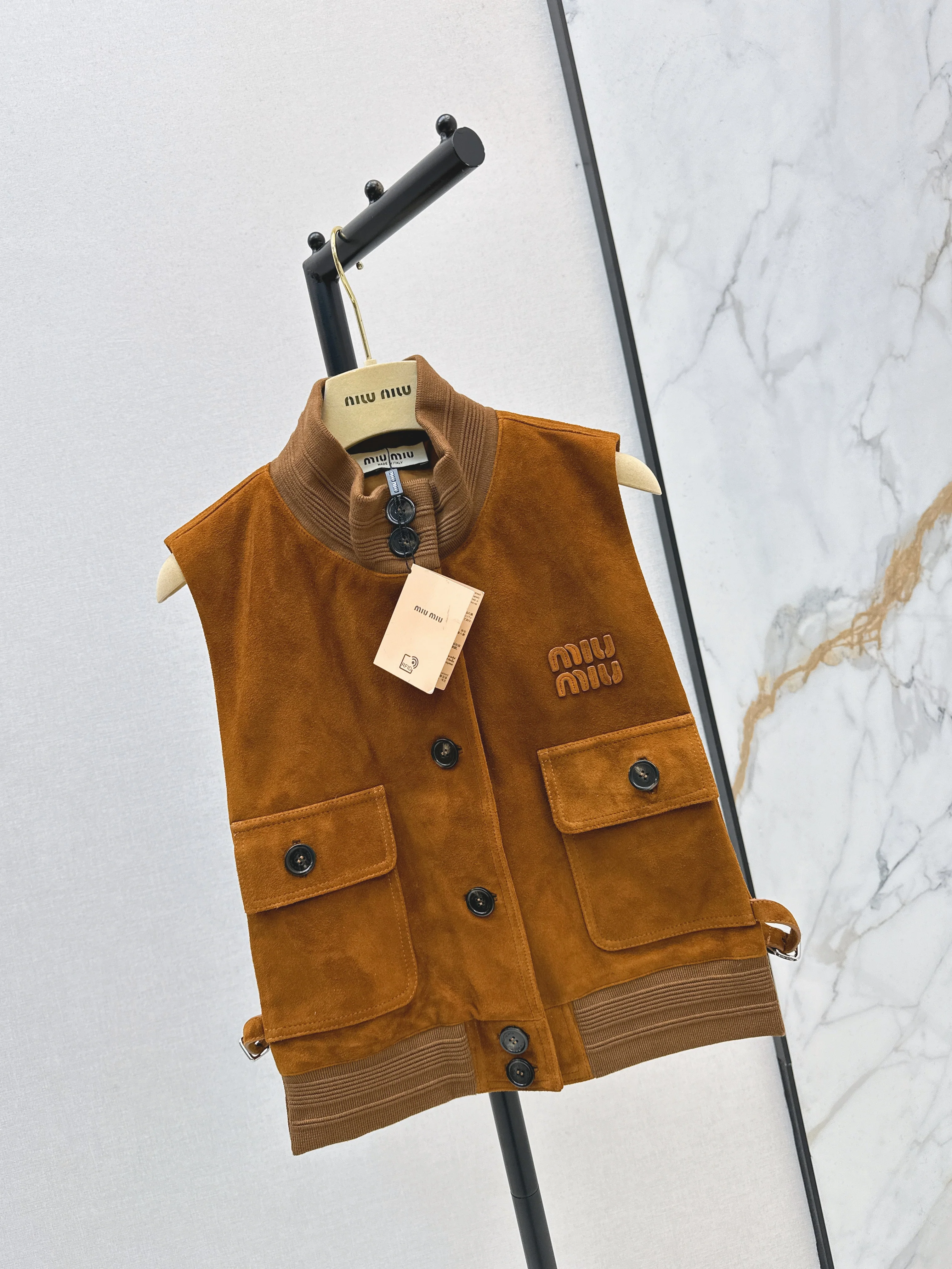 Miu 26ss suede vest jacket