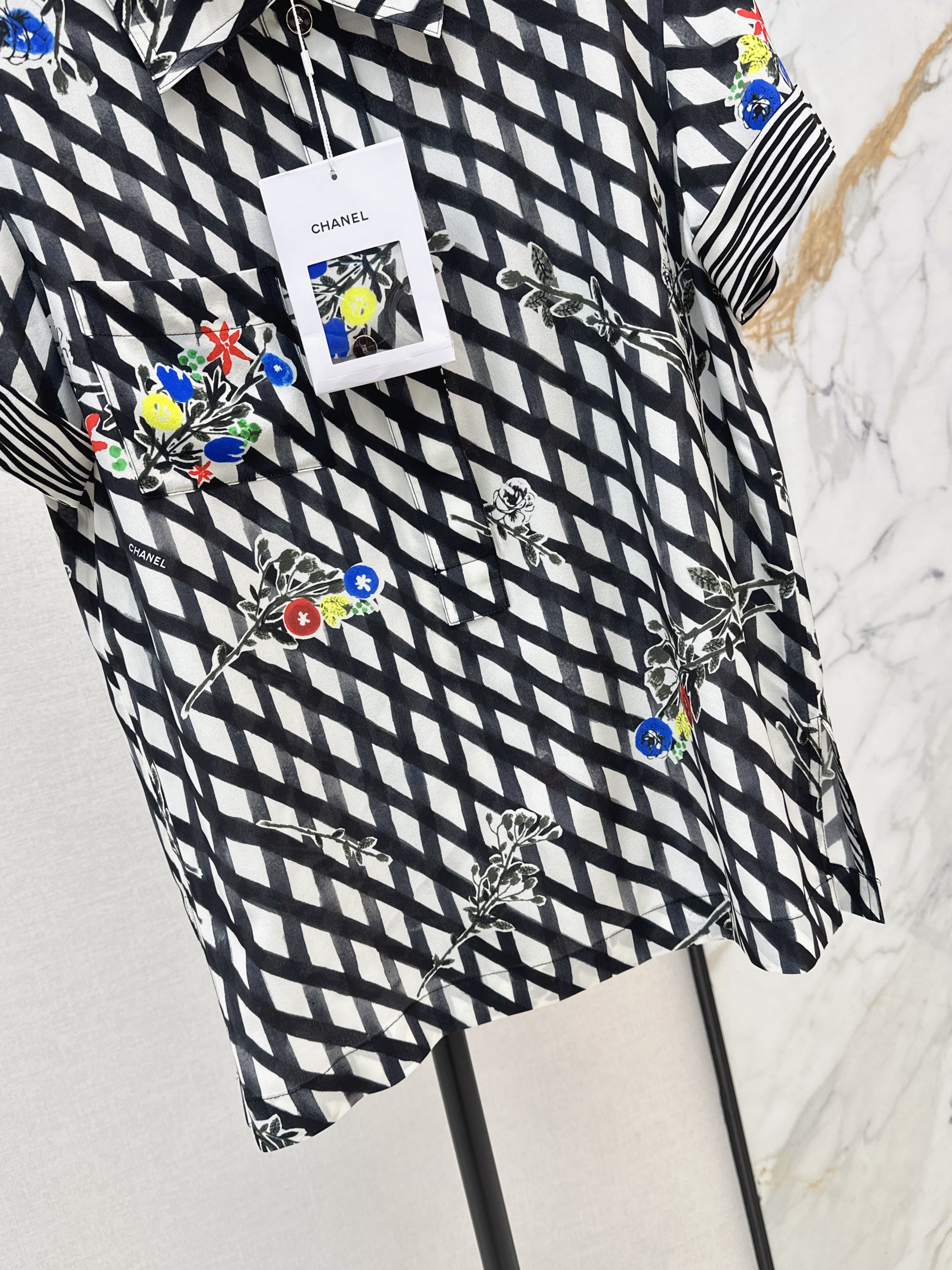 Chan 26ss check print shirt