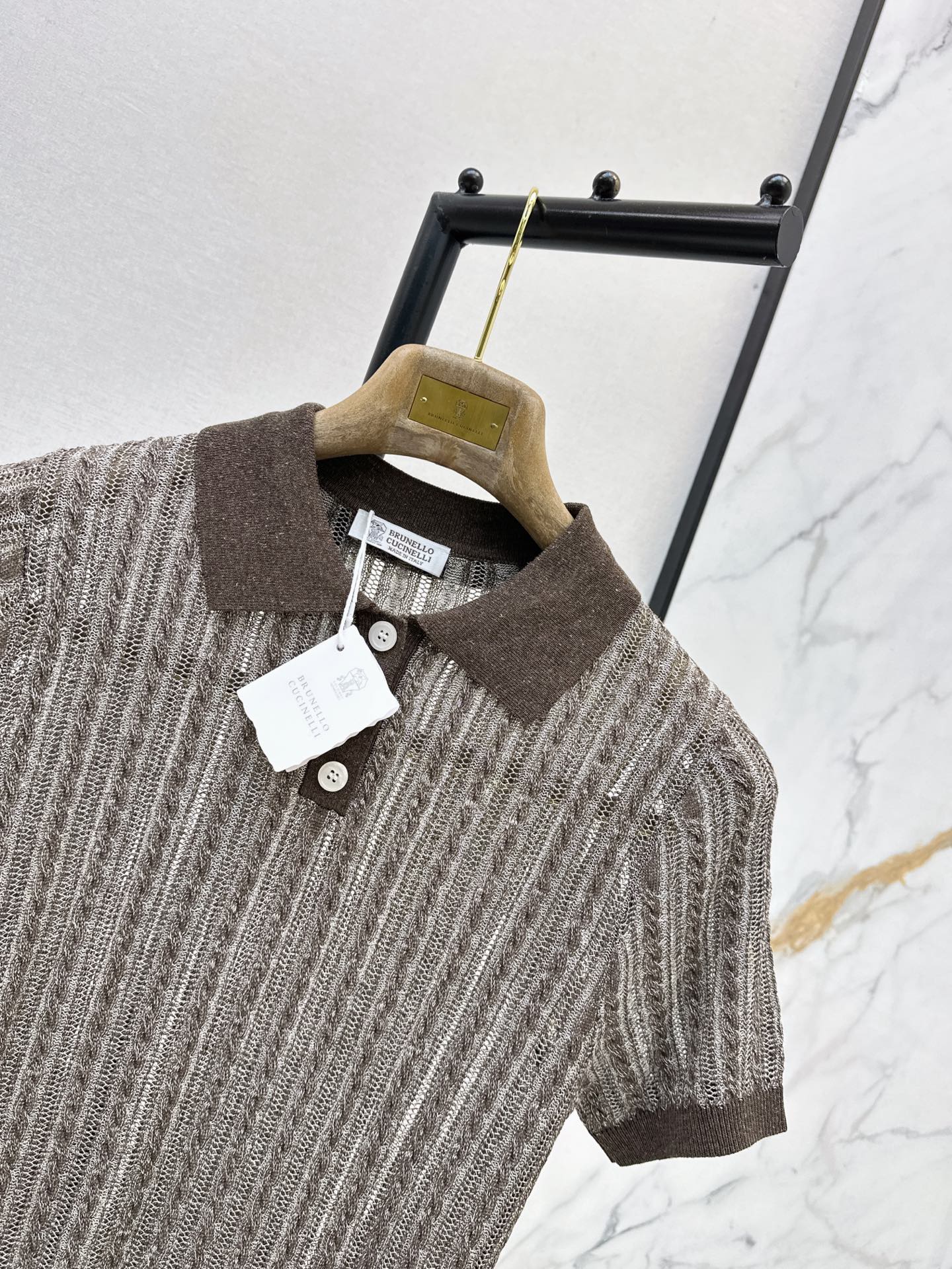 Brun 26ss hollow knit polo