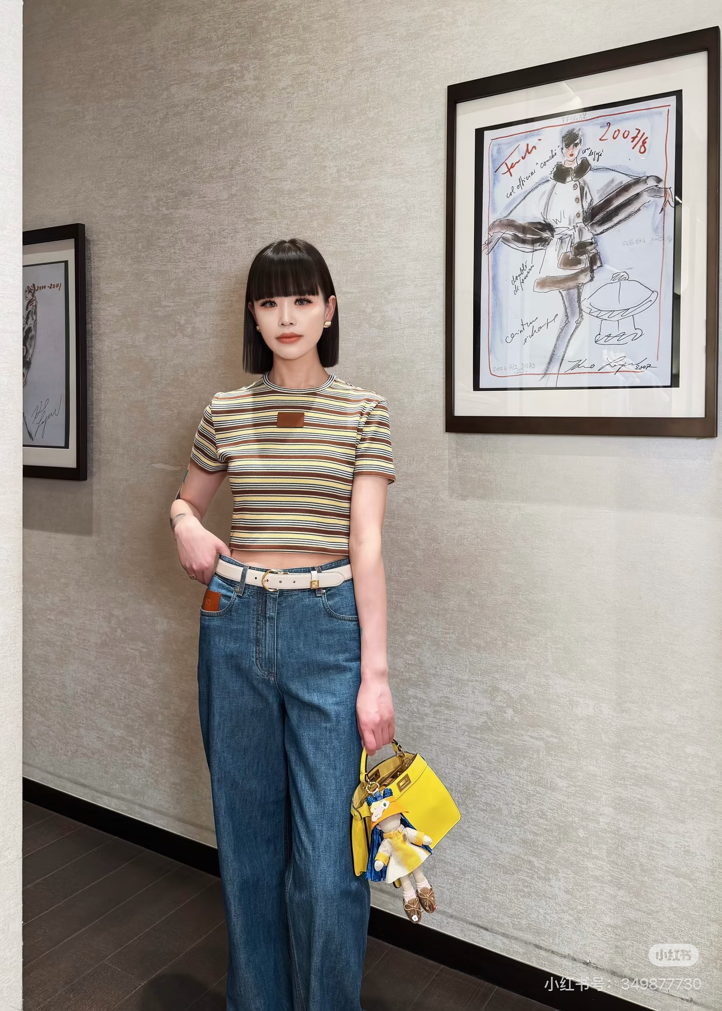 Fend 26ss stripe t-shirt