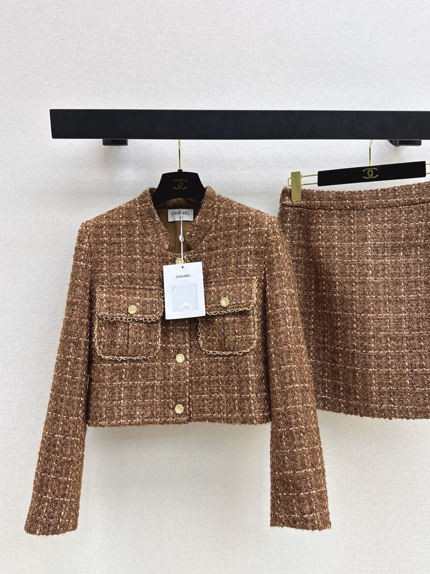 Chan 26ss woven jacket skirts sets