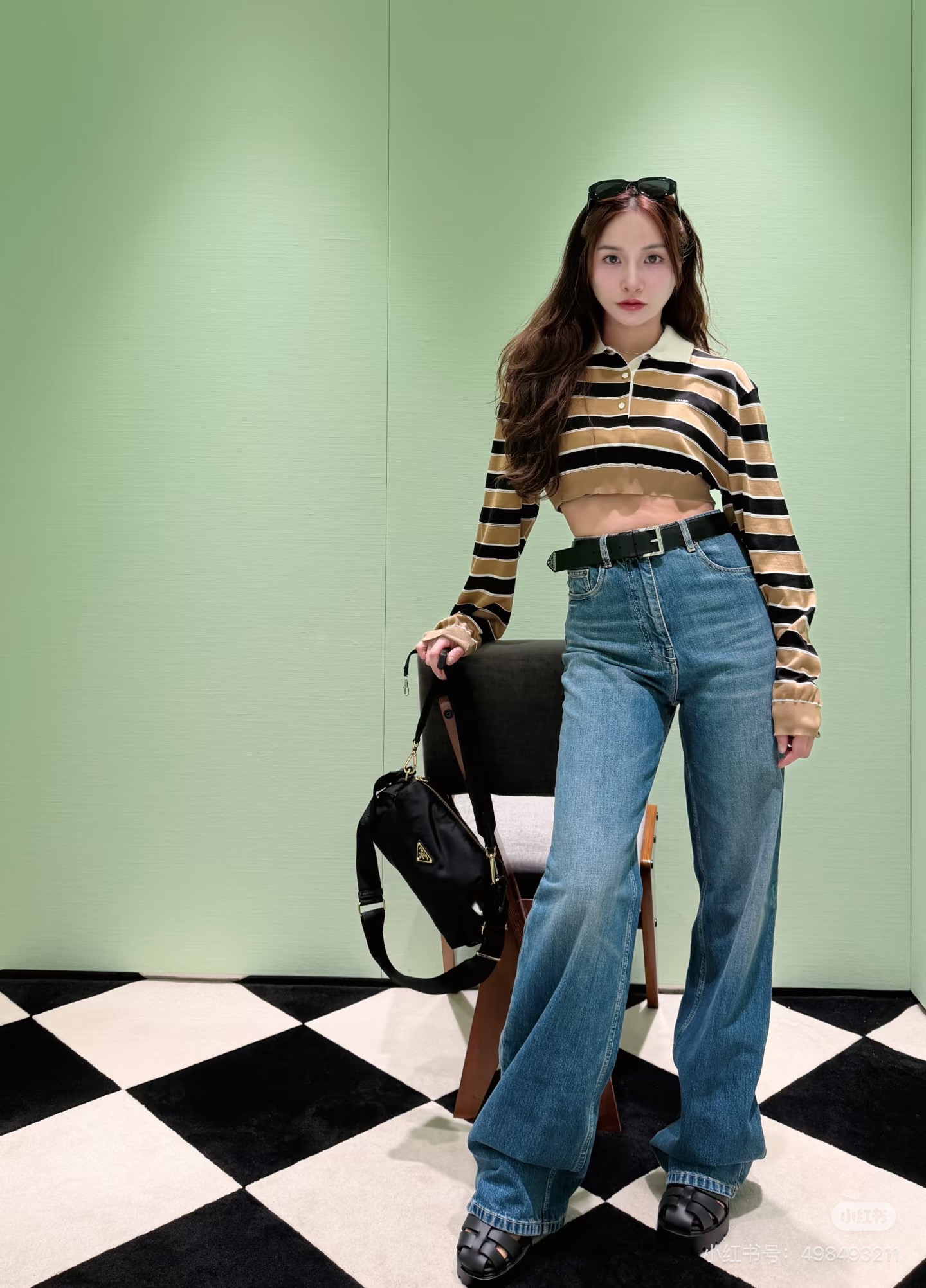 Pra 26ss stripe cropped knitwear