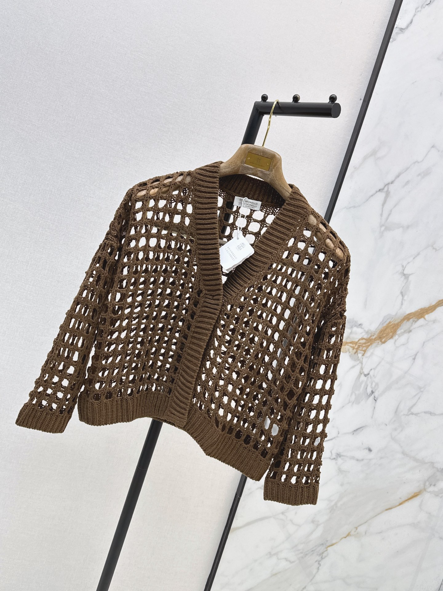 Brun 26ss hollow knit cardigan