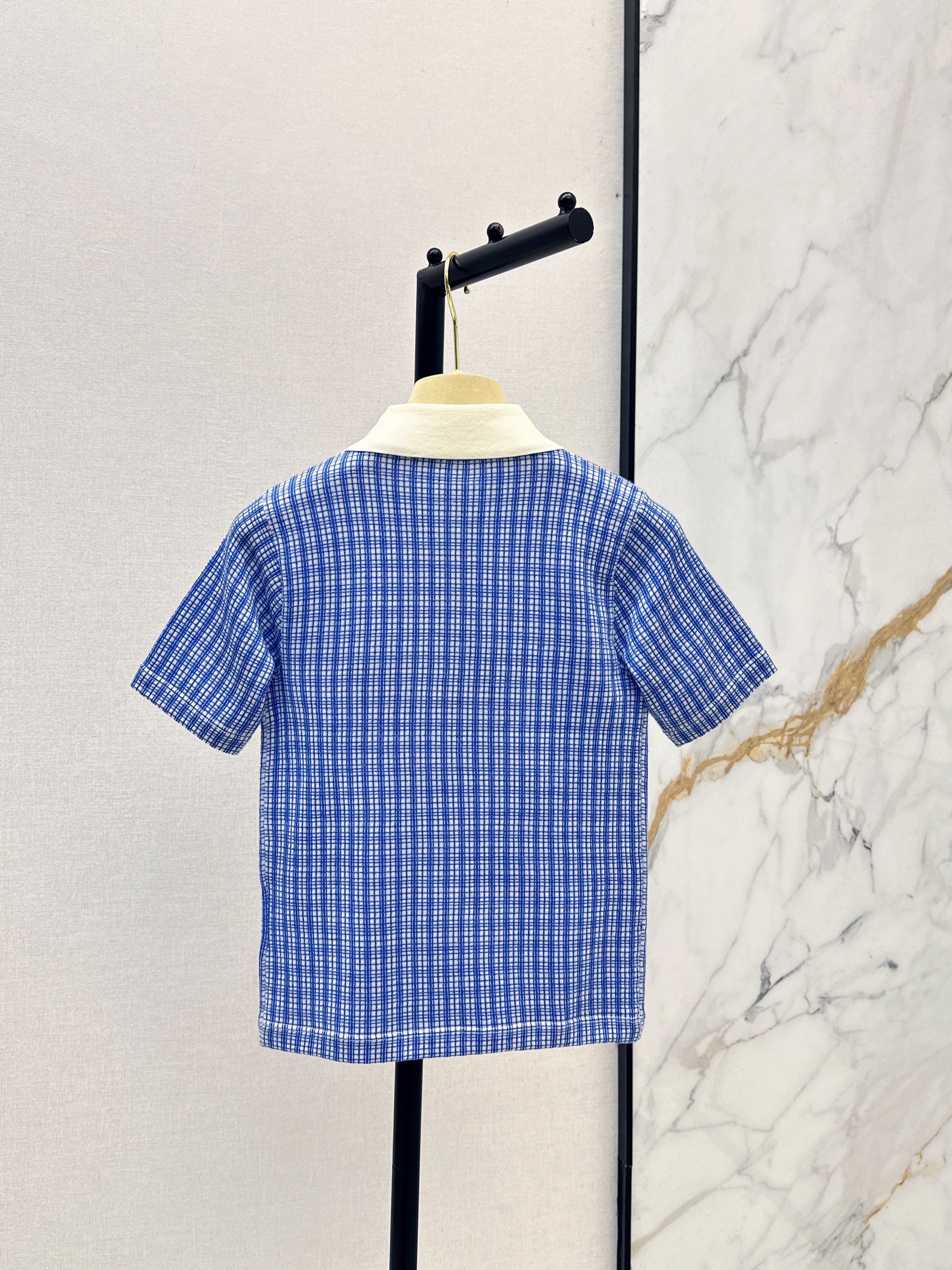 Miu 26ss check polo knitwear