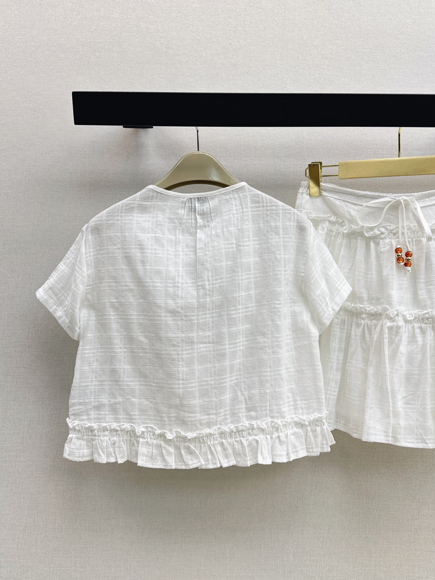 Bur 26ss check shirt skirt set