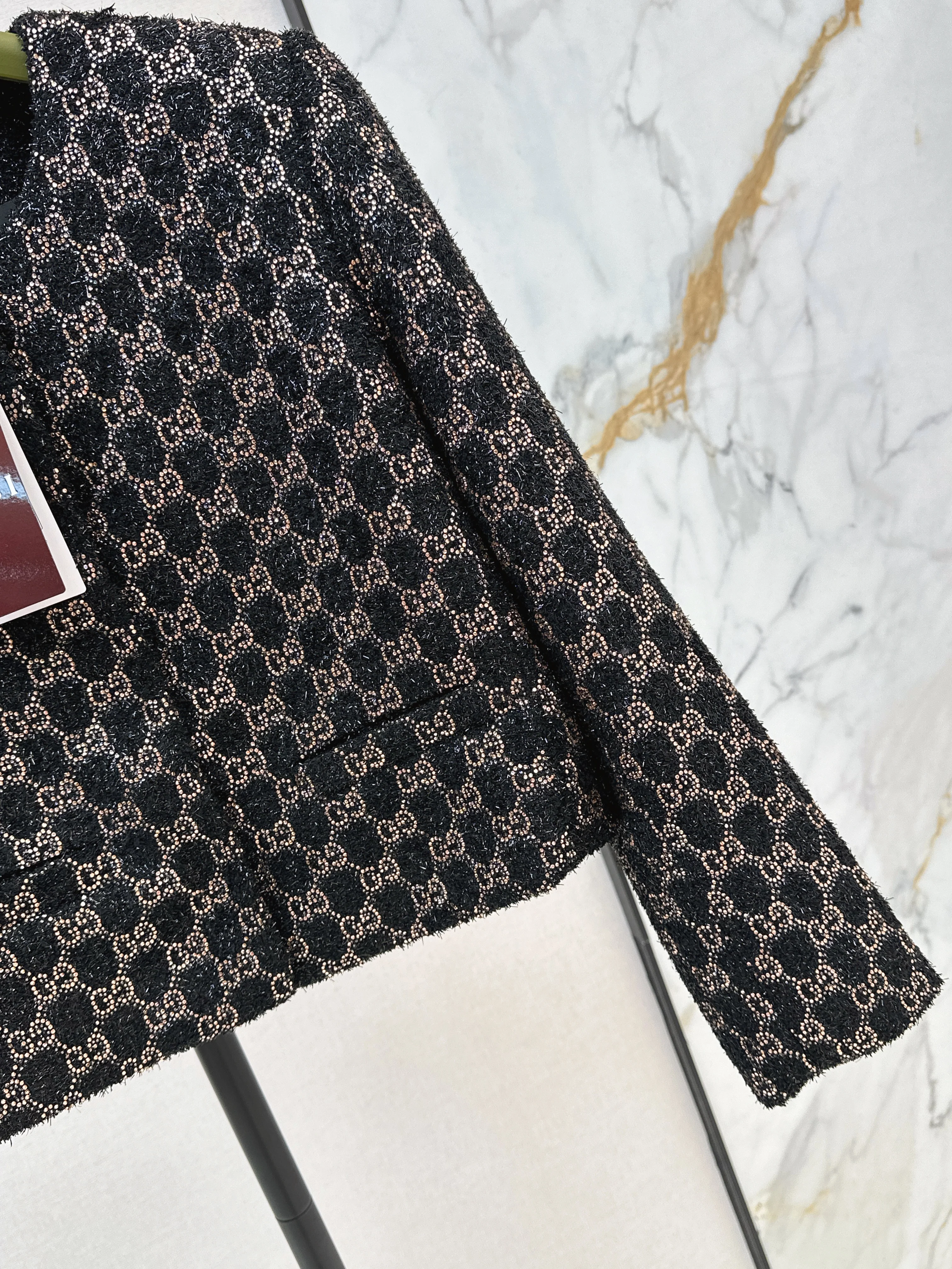 Gucc 26ss woven rhinestones jacket