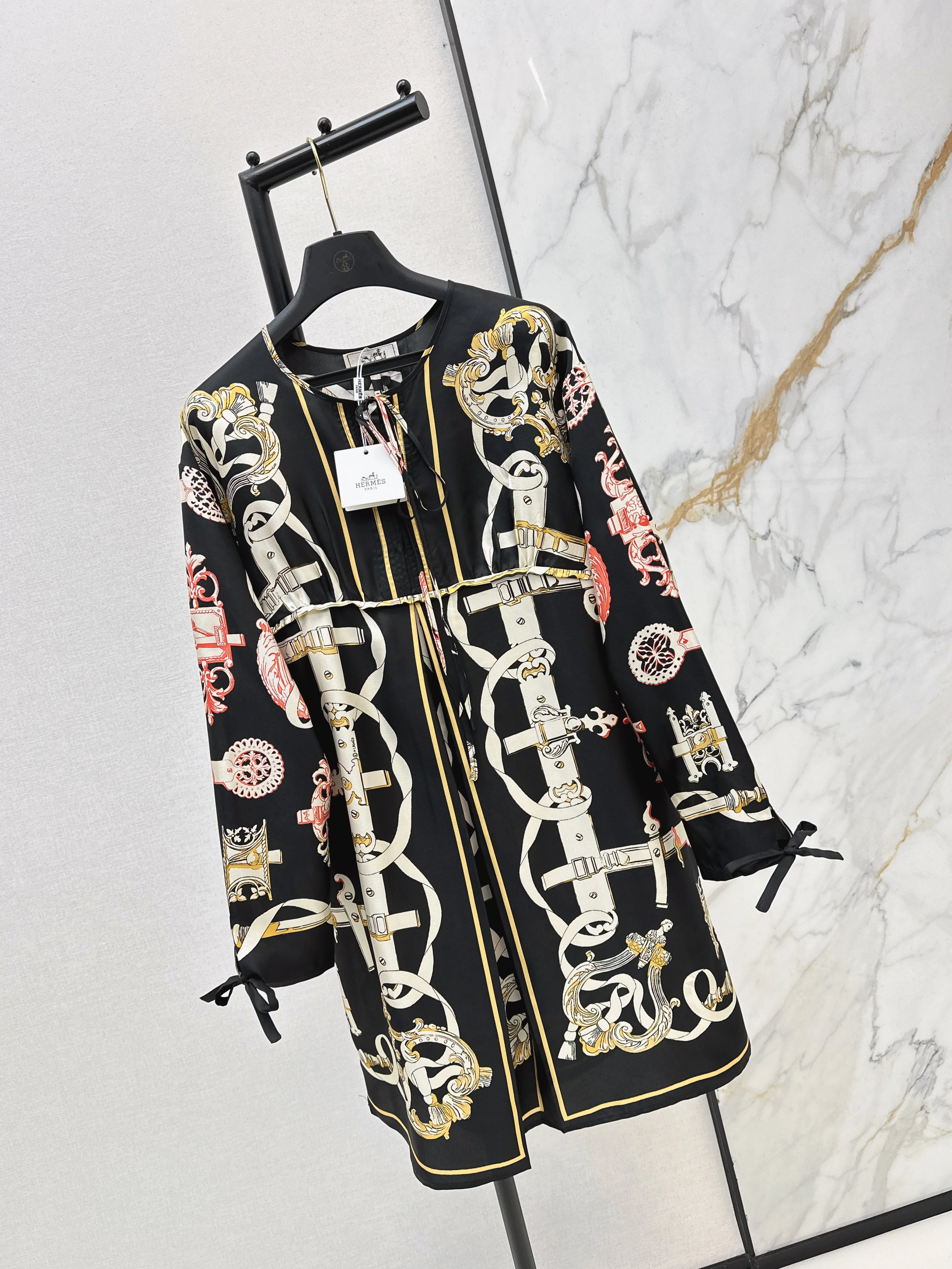 Herm 26ss print silk dress