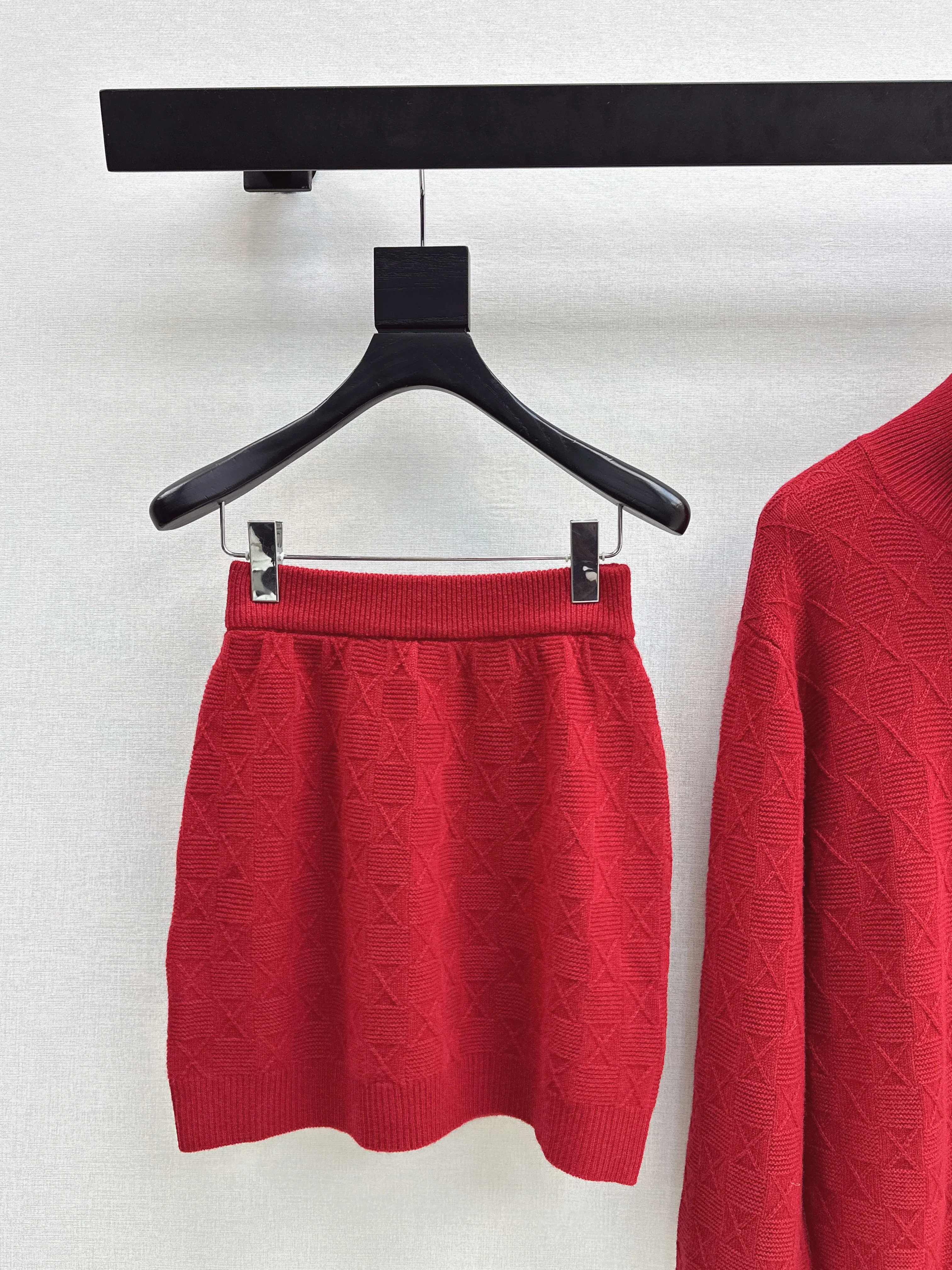 Miu 26ss jacquard knit sweater+skirts set