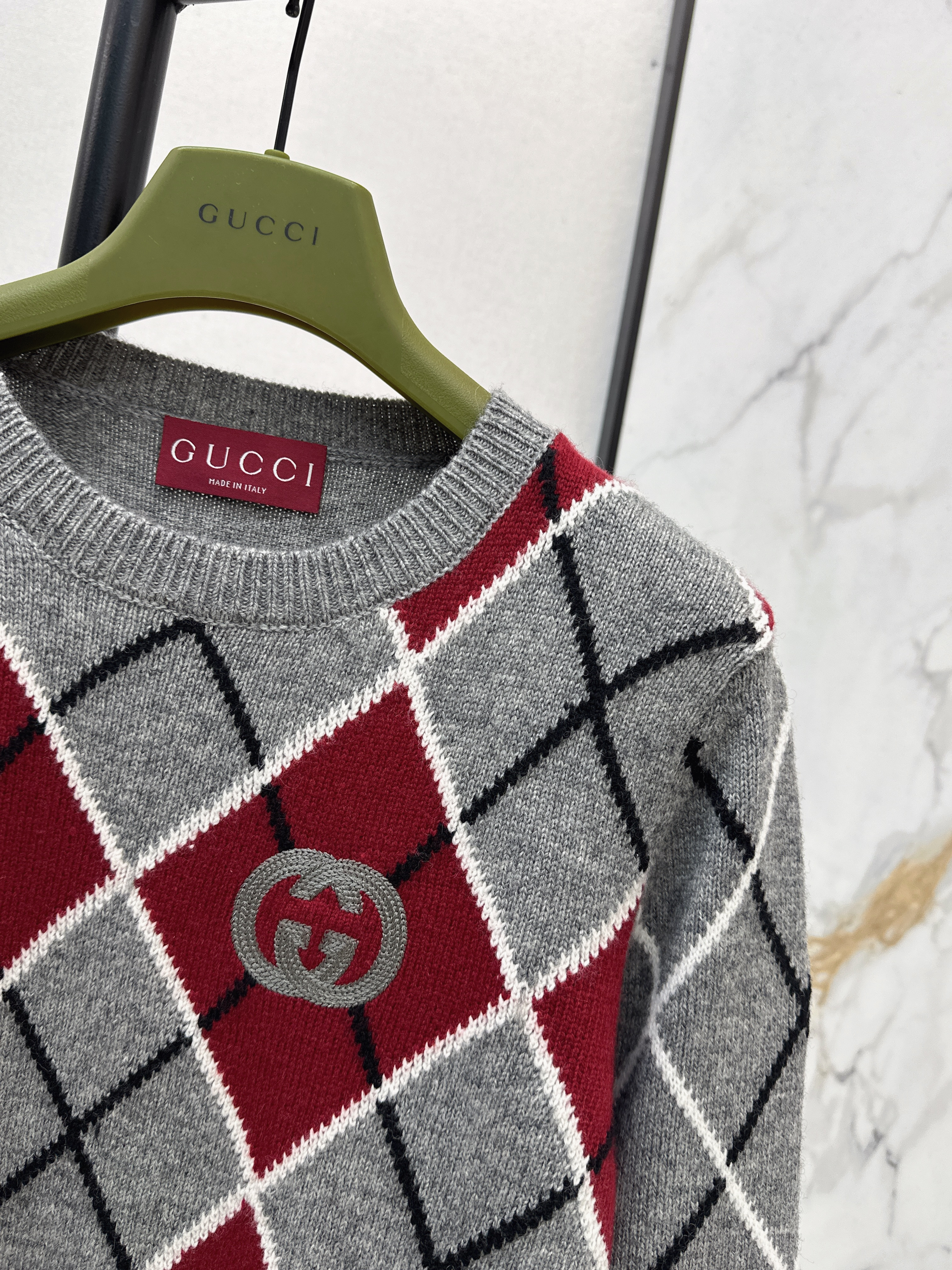 Guc 26ss diamond pattern knitwear