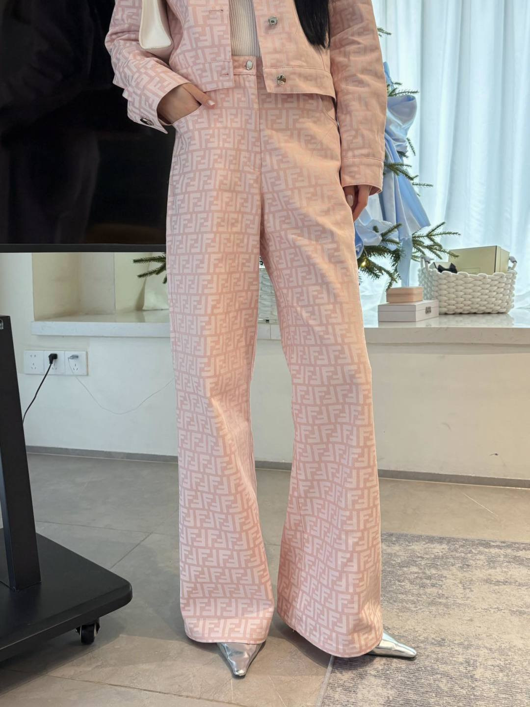 Fend 26ss jacquard denim pants