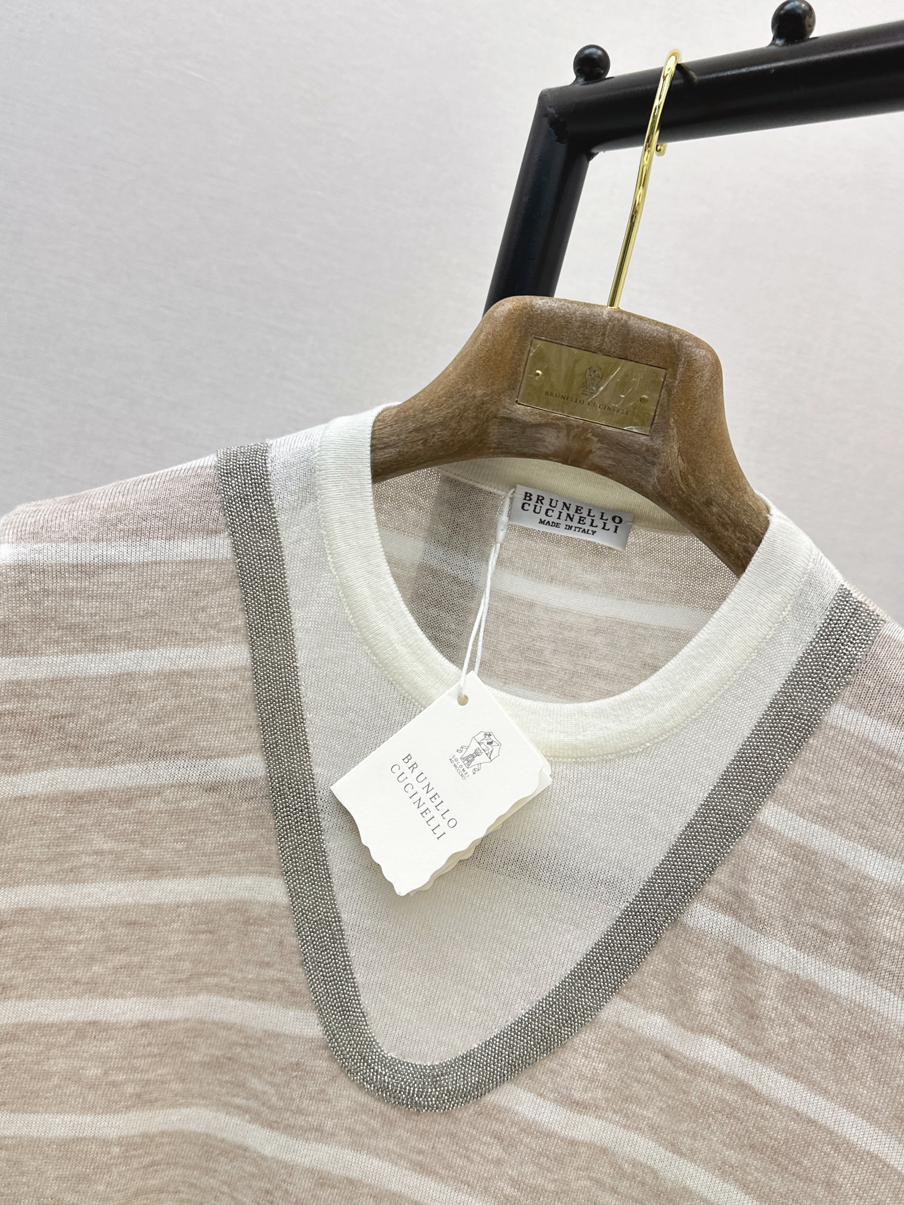 Brune 26SS Beige Striped Knit Top
