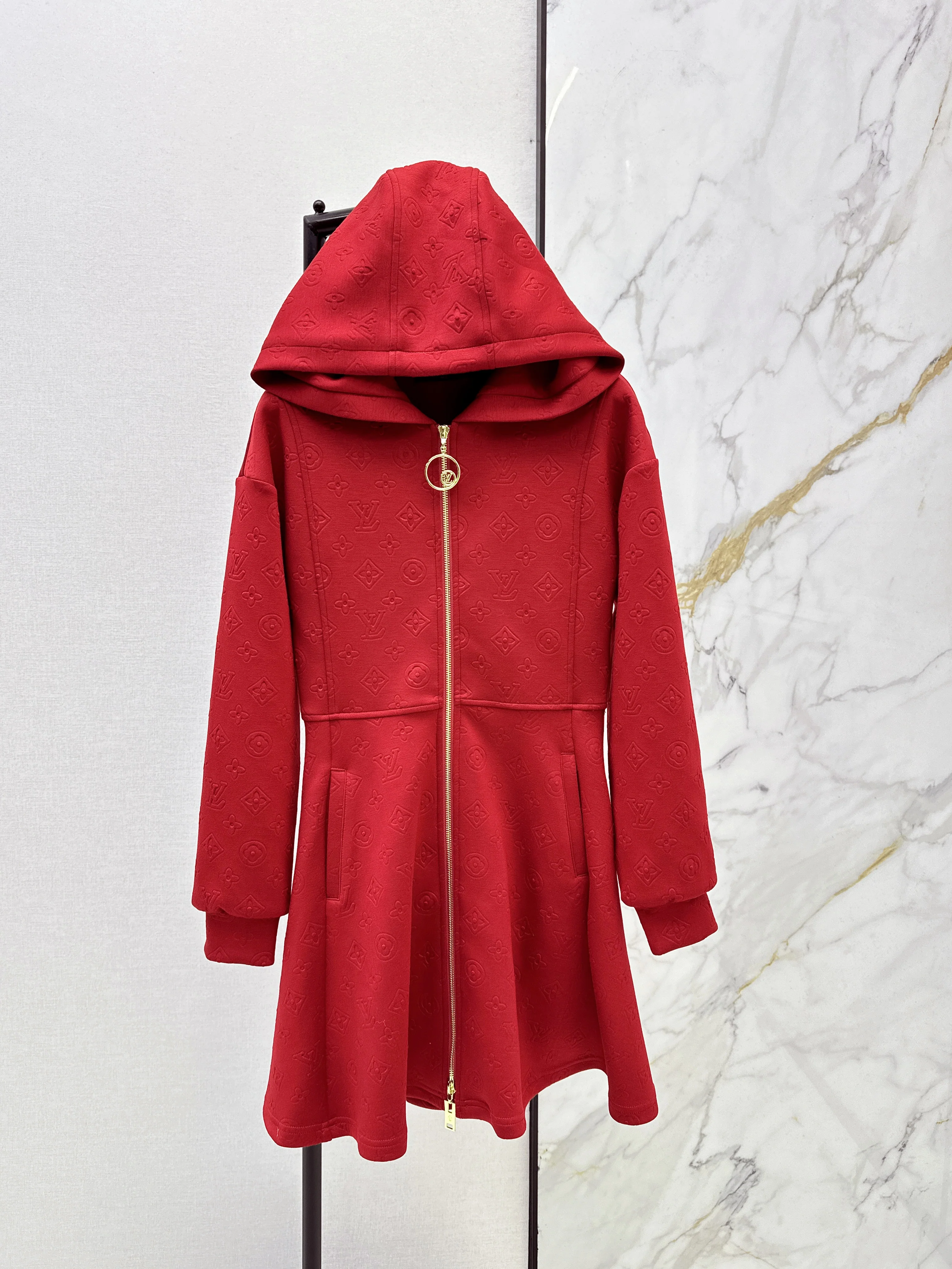 Louis 26ss hooded zip-up sweatshirt dress