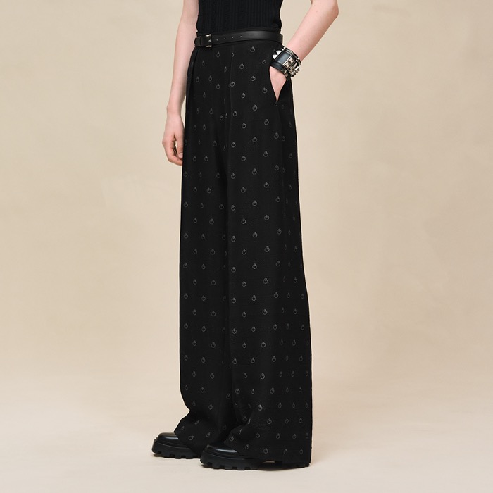 Her 26ss print silk wide-leg pants