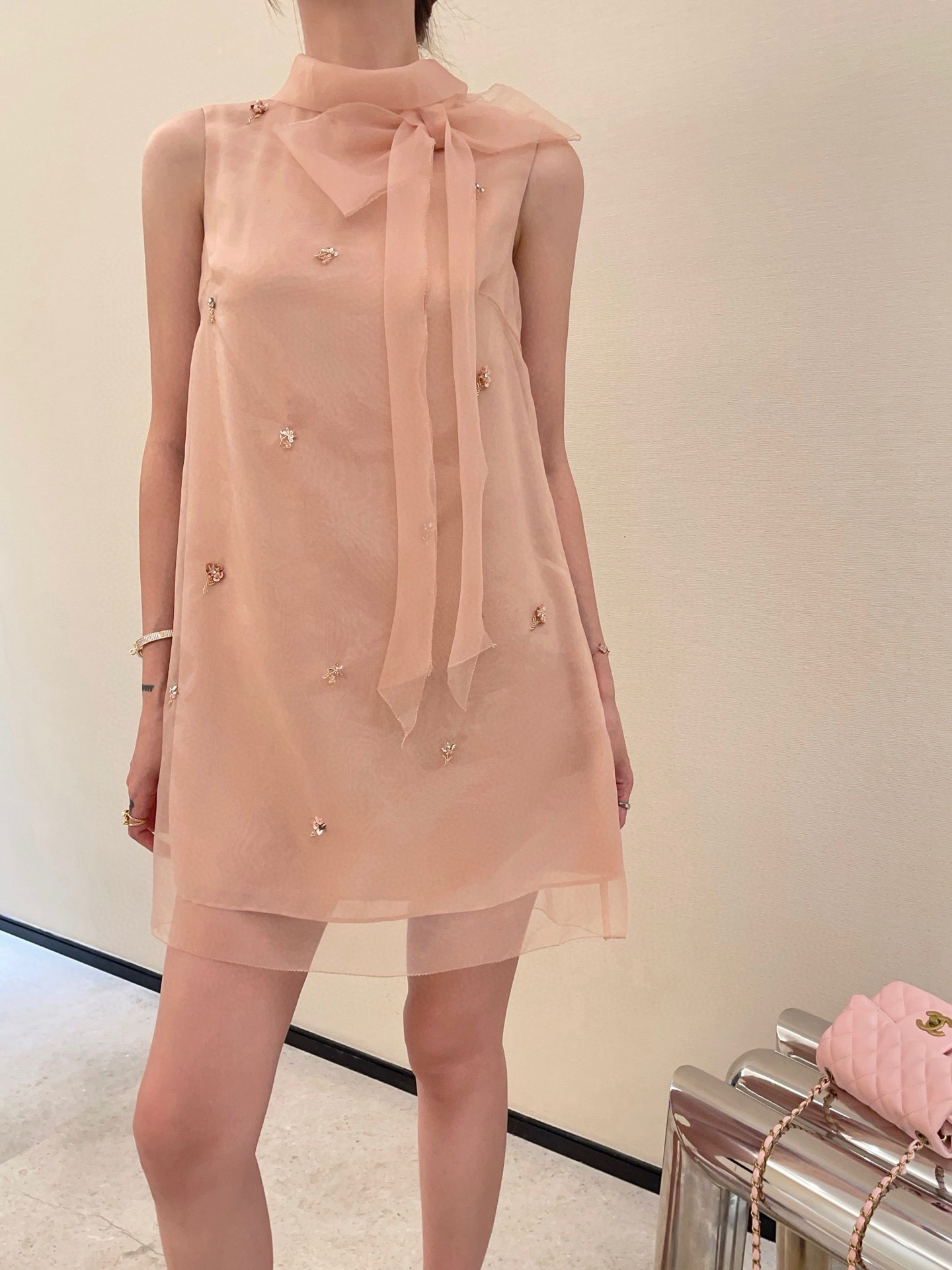 Miu 26ss ribbon bow dress