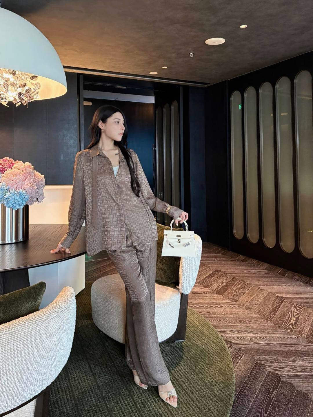 Her 26ss jacquard silk shirt