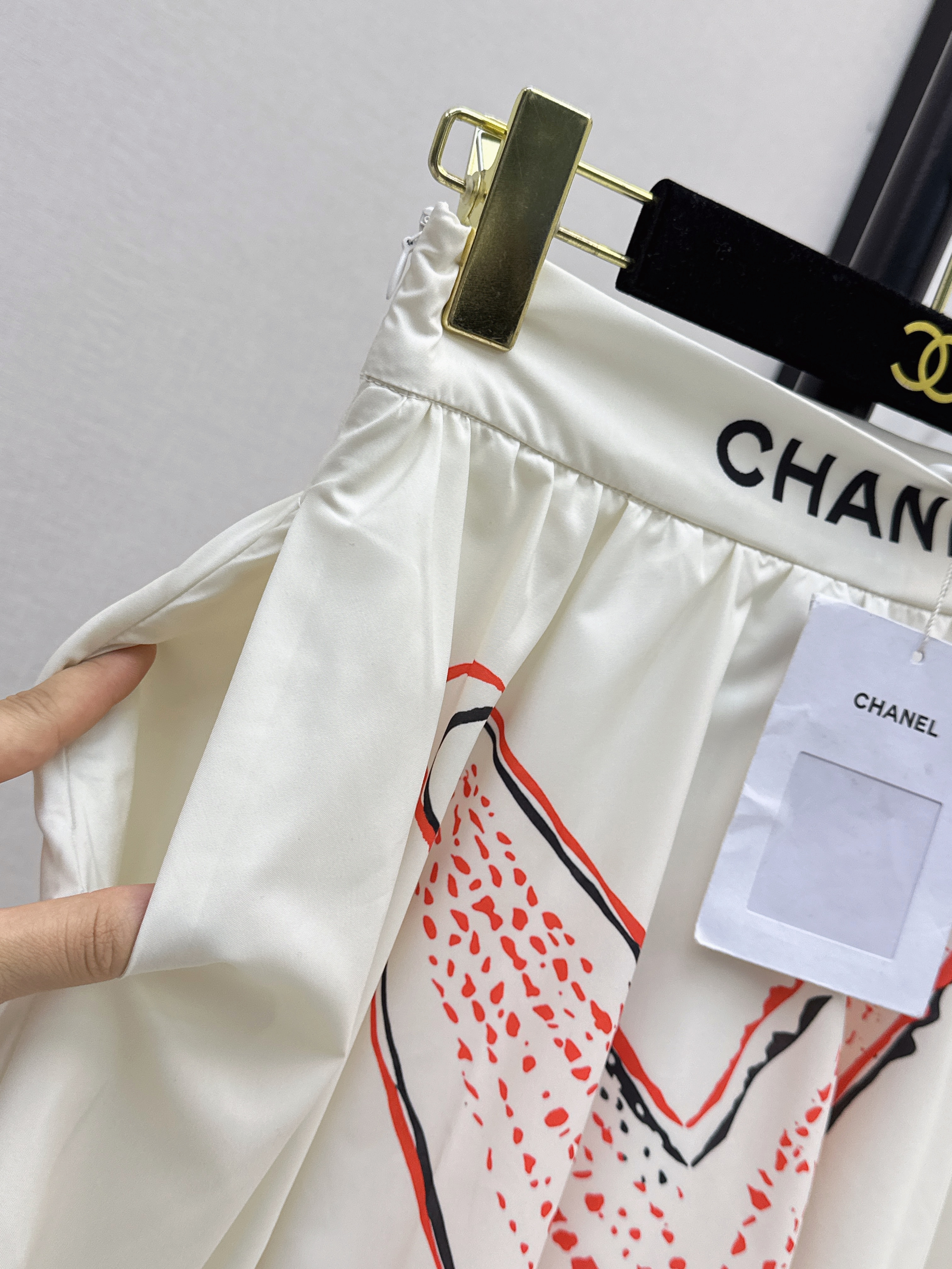 Chan 26ss Ocean Print A-Line Midi Skirt