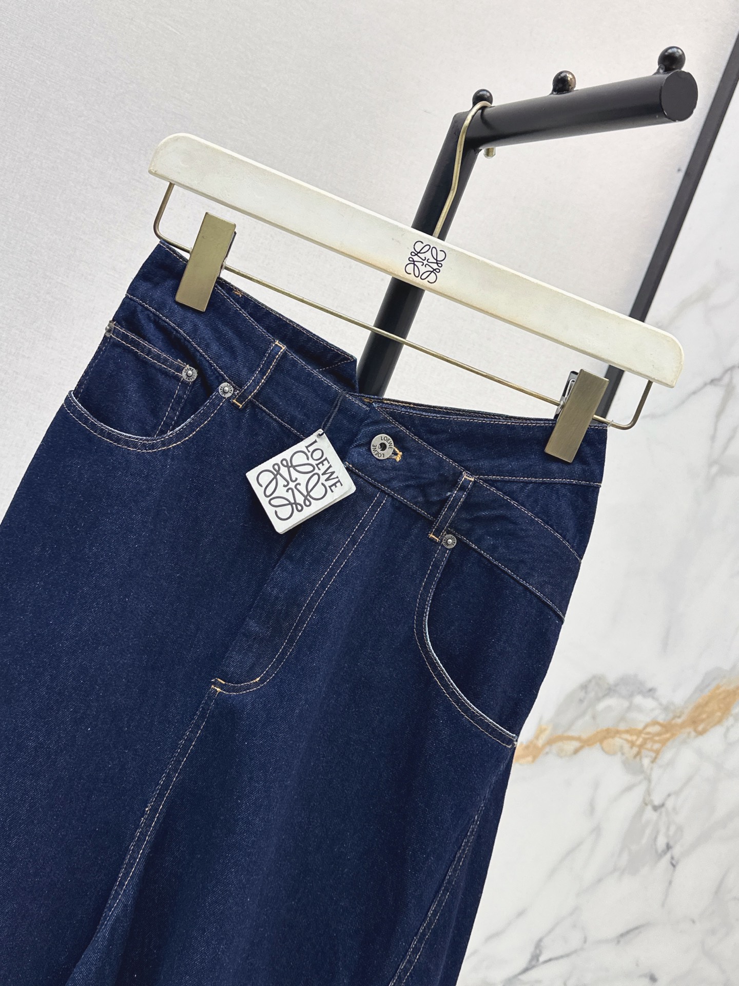 Loe 26ss asymmetrical denim skirt