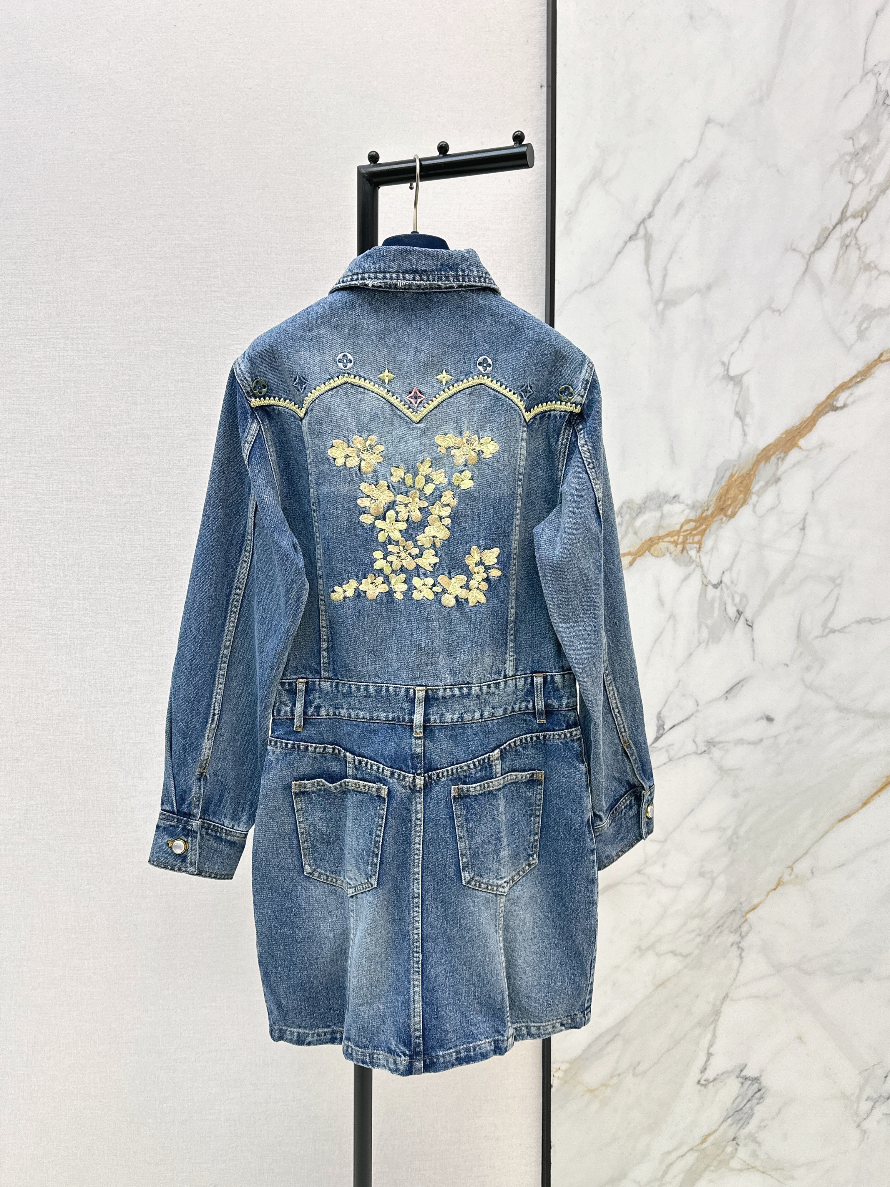Loui 26ss embroidery denim dress