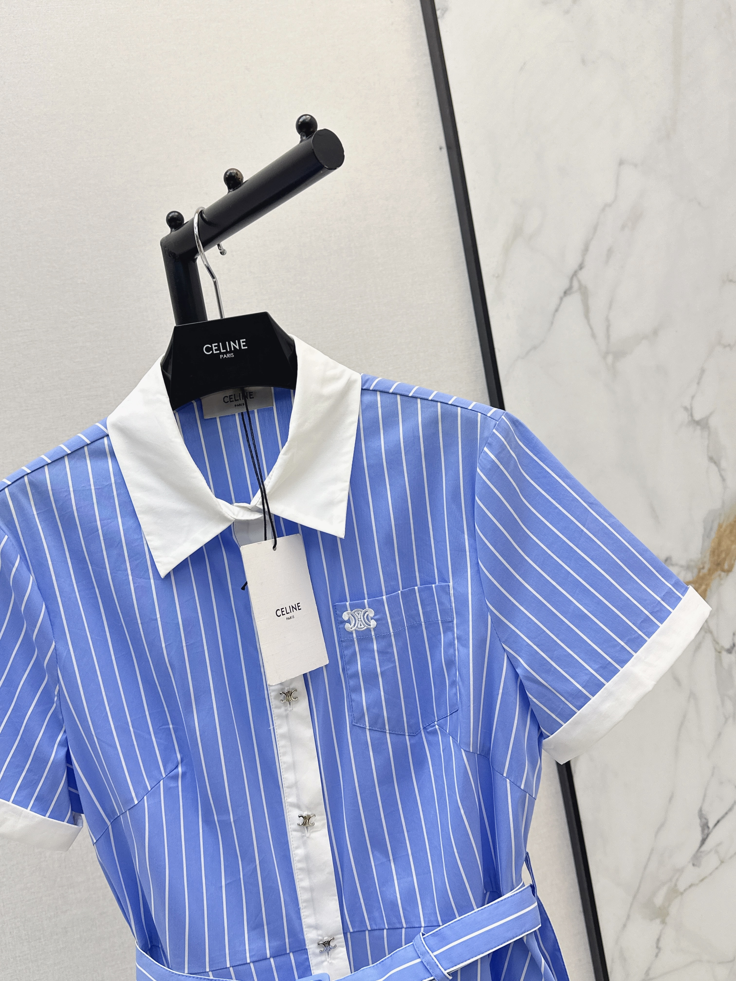 Celi 26SS Striped Belted Shirt Dress
