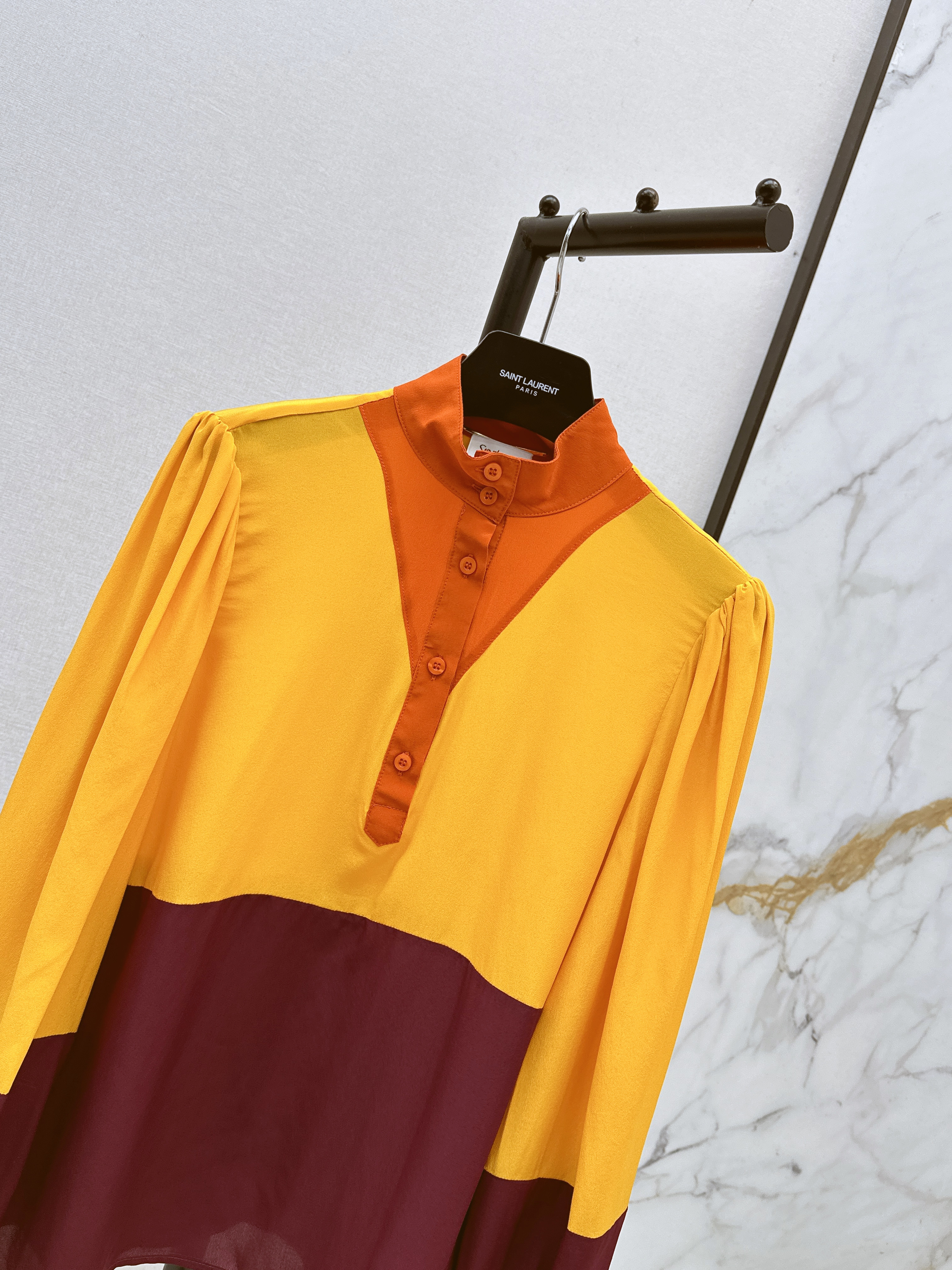 Saint 26ss coloblock silk shirt