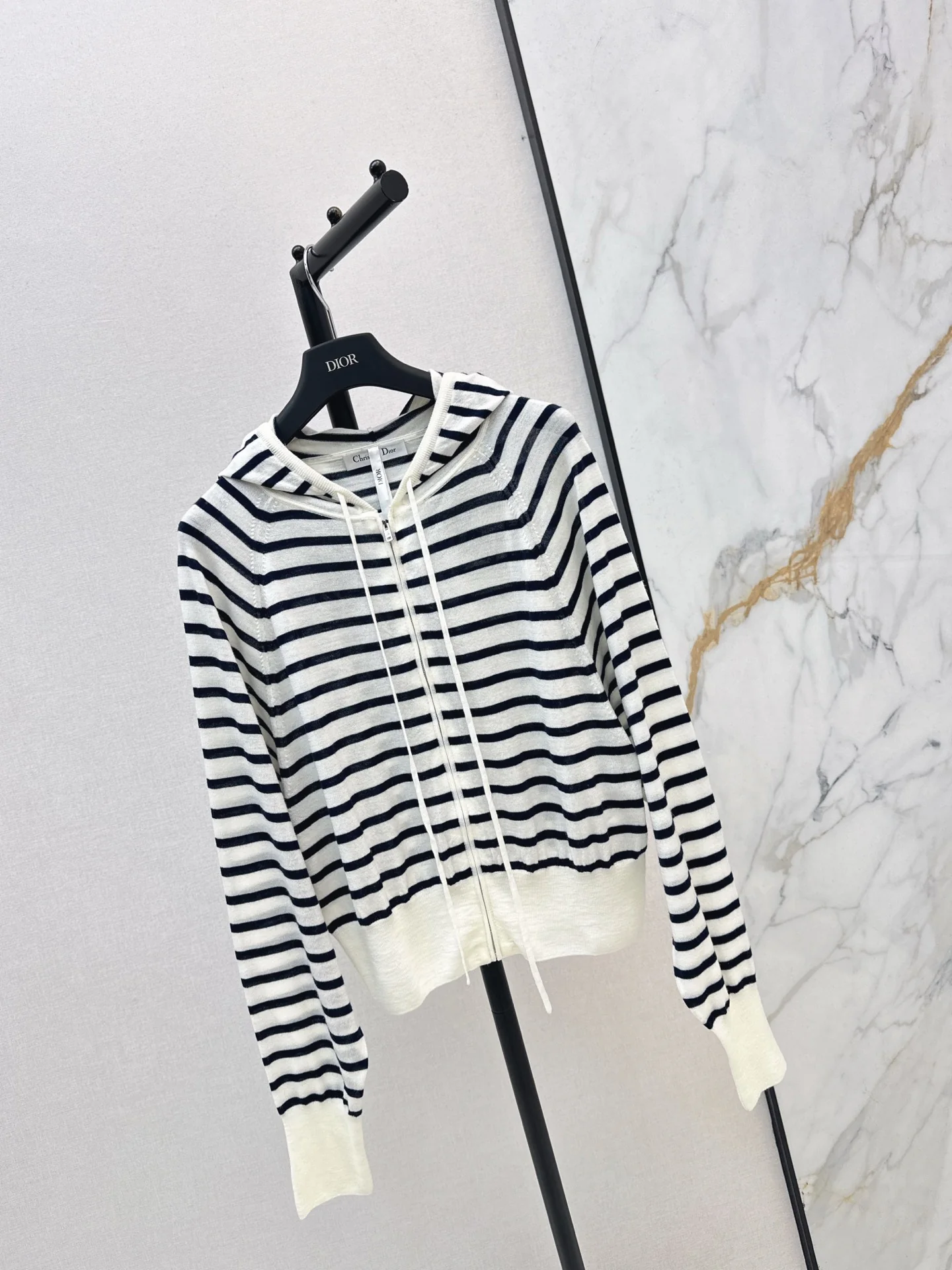 CD 26ss stripe hooded knit cardigan