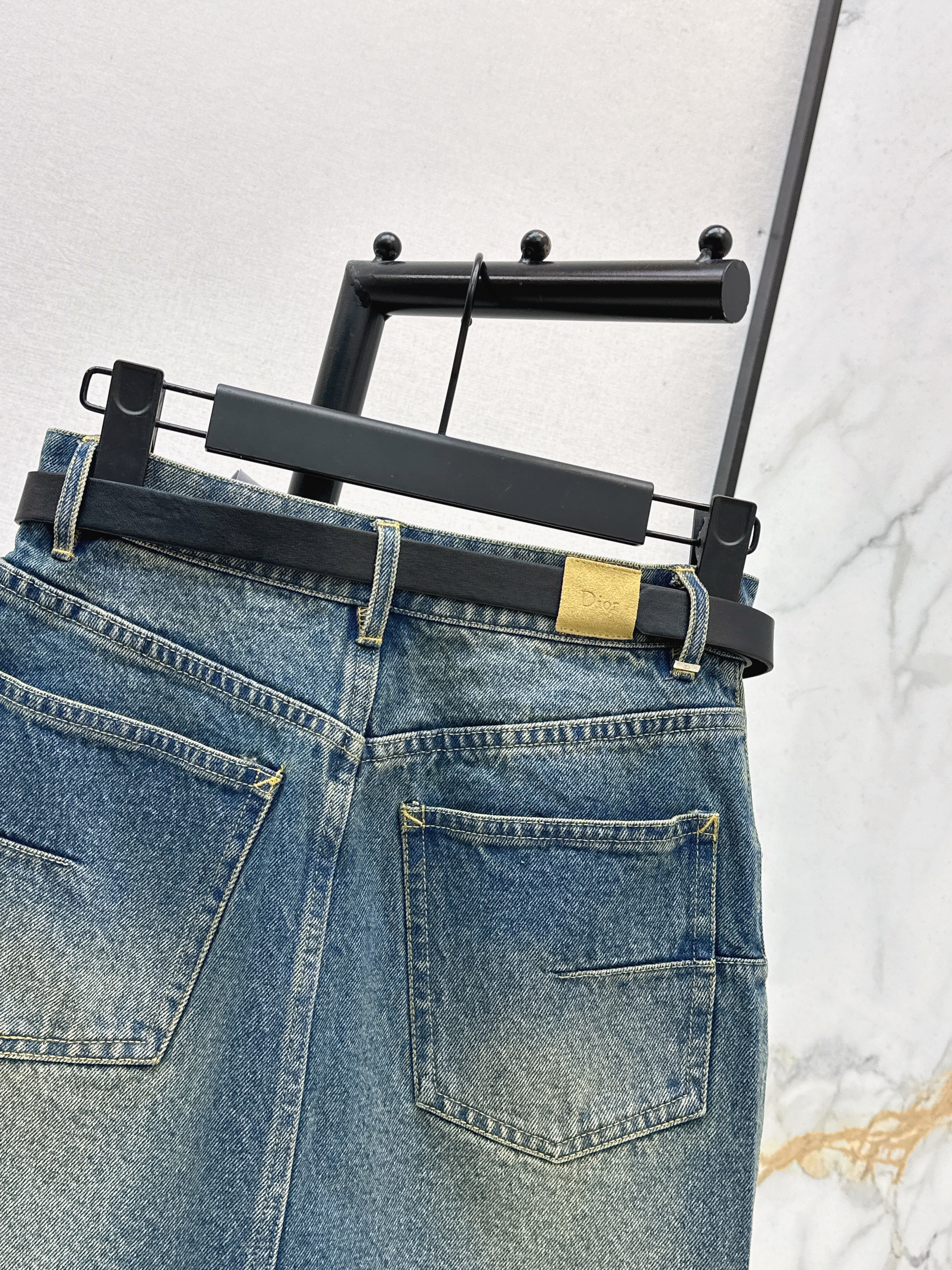 CD 26ss belted denim skirt