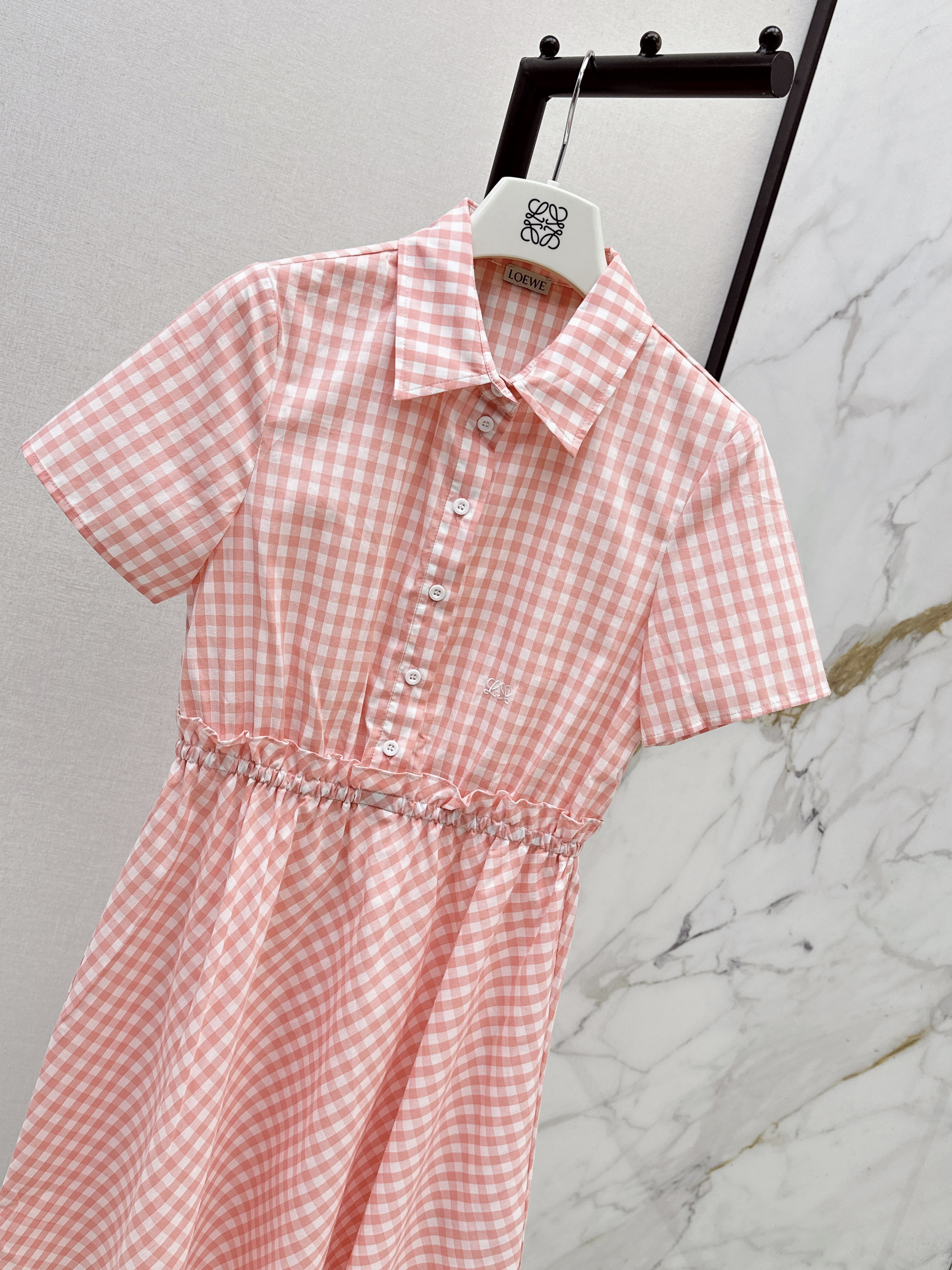 Loe 26ss check shirt dress