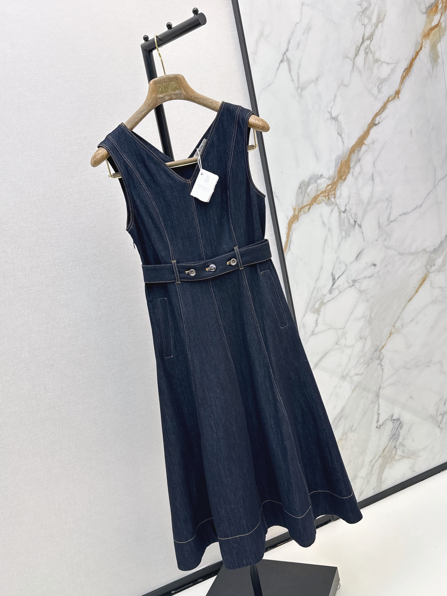 Brun 26ss sleeveless denim dress