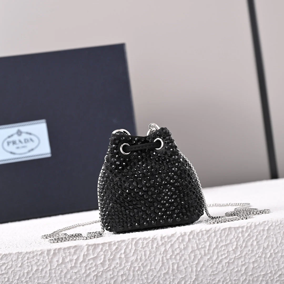 PD Embellished satin mini-pouch