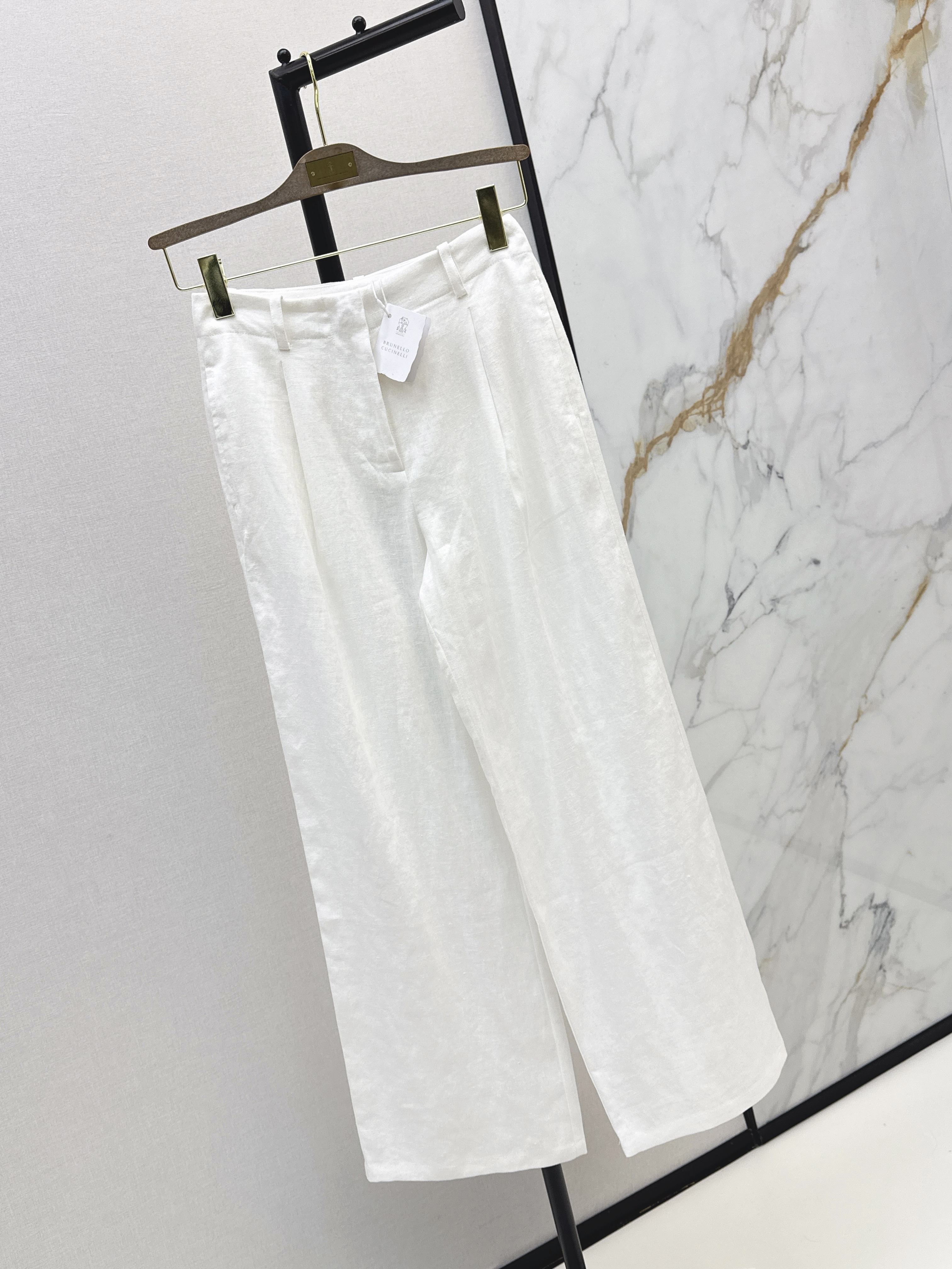 Brunello 26SS High-Waisted Pleated Wide-Leg Pants