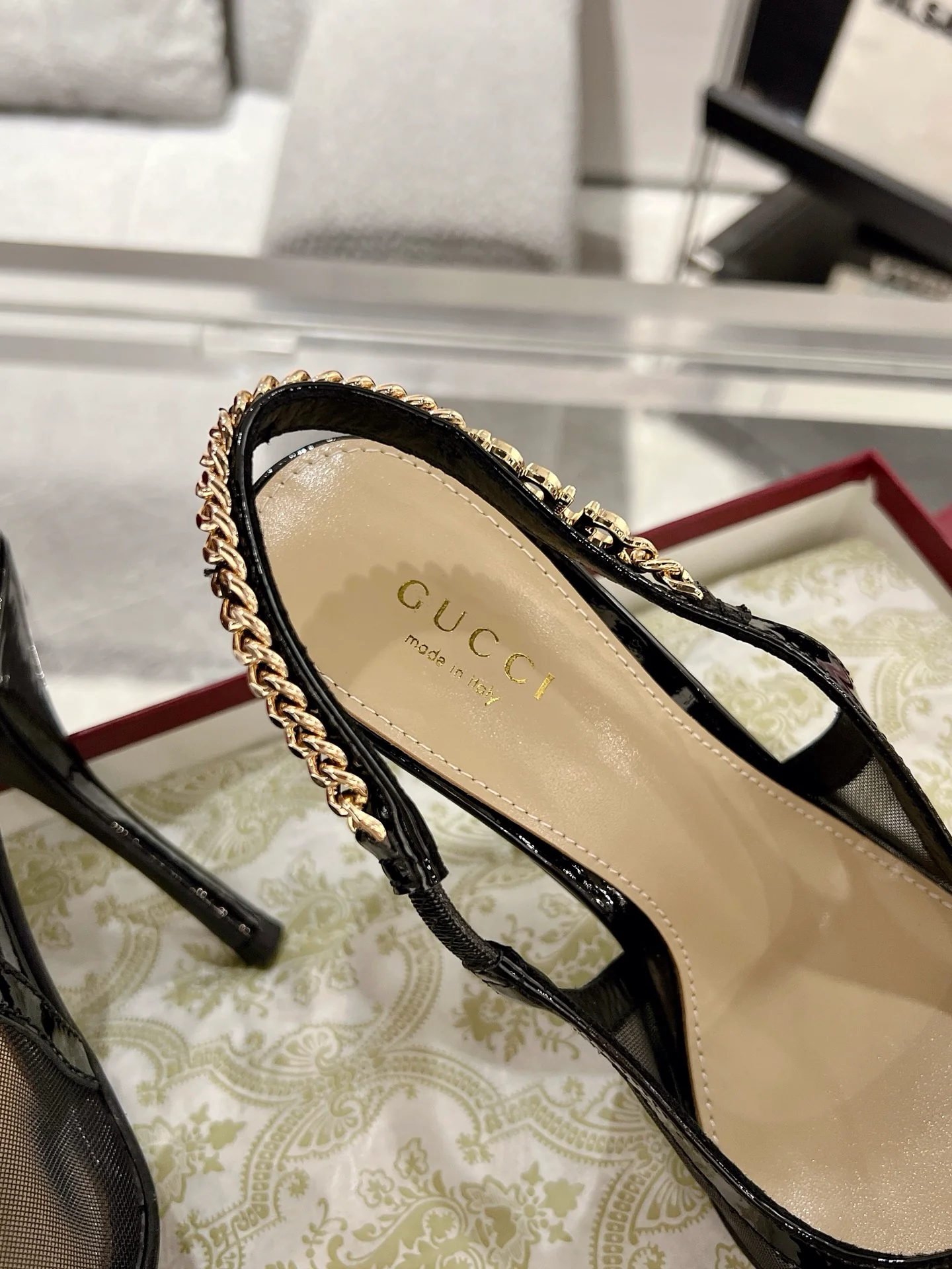 Gucc 25fw slingback heels