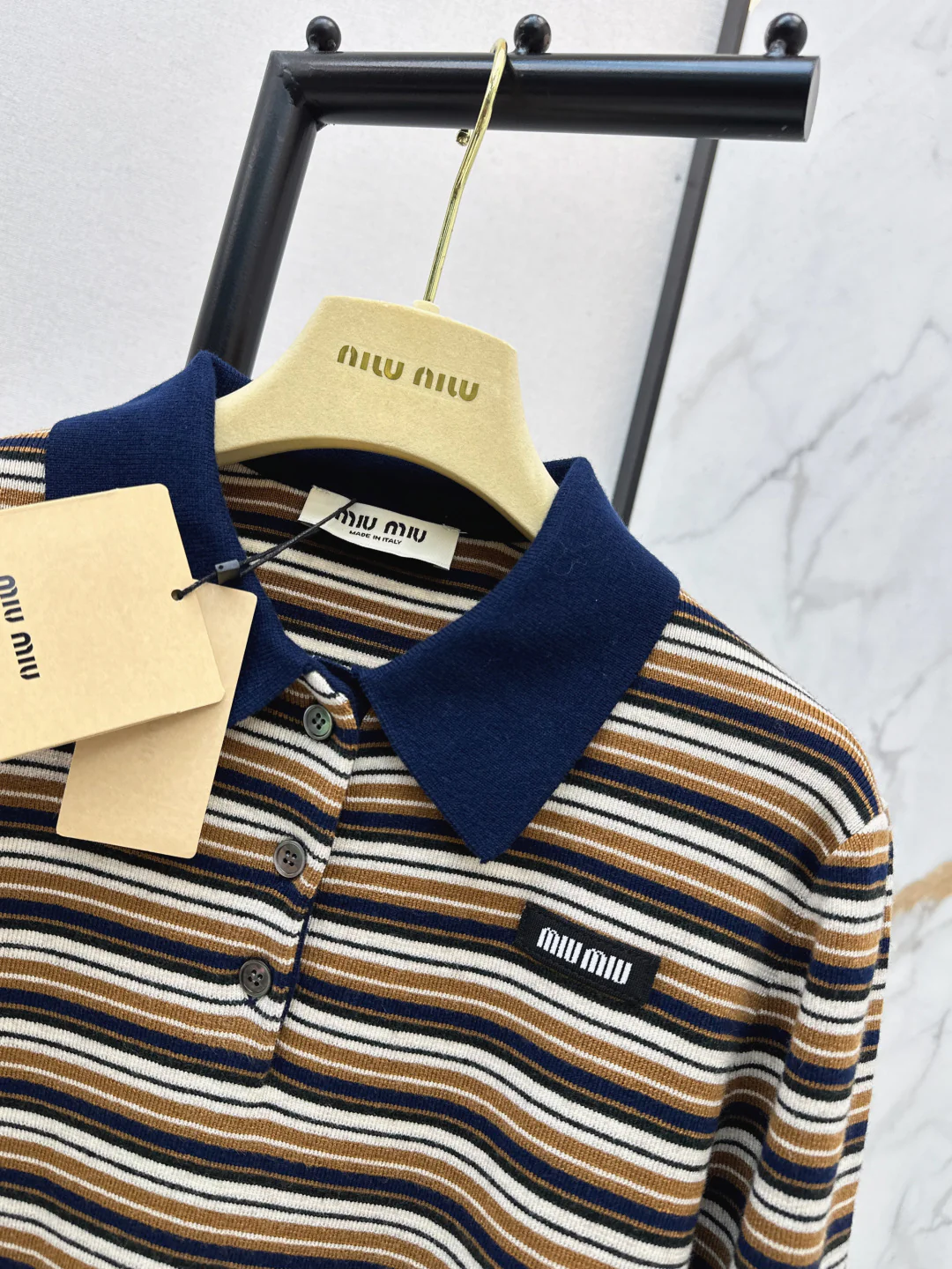 Miu 26ss stripe polo shirts