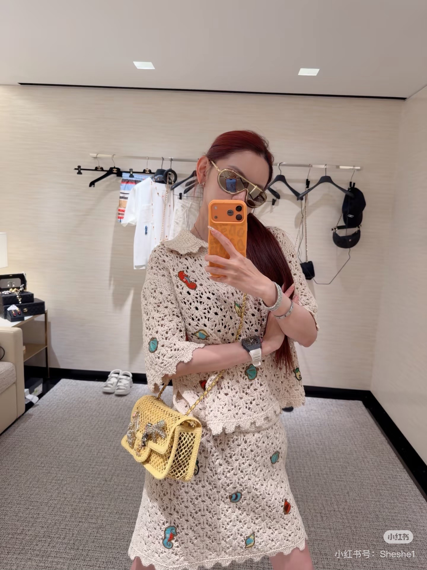 Chan 26SS Crochet Knit Mini Skirt