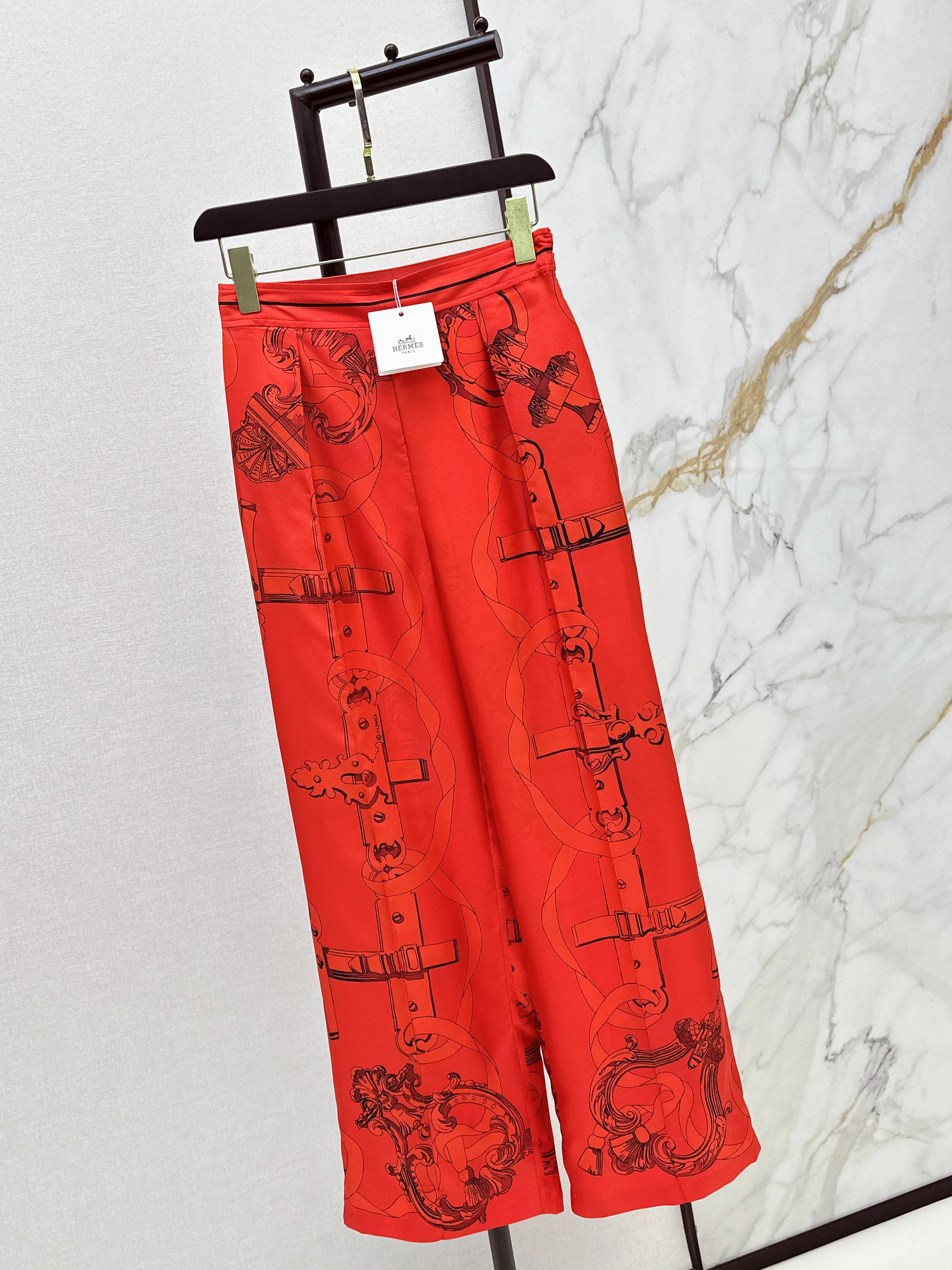 Herm 26ss print silk wide-leg pants